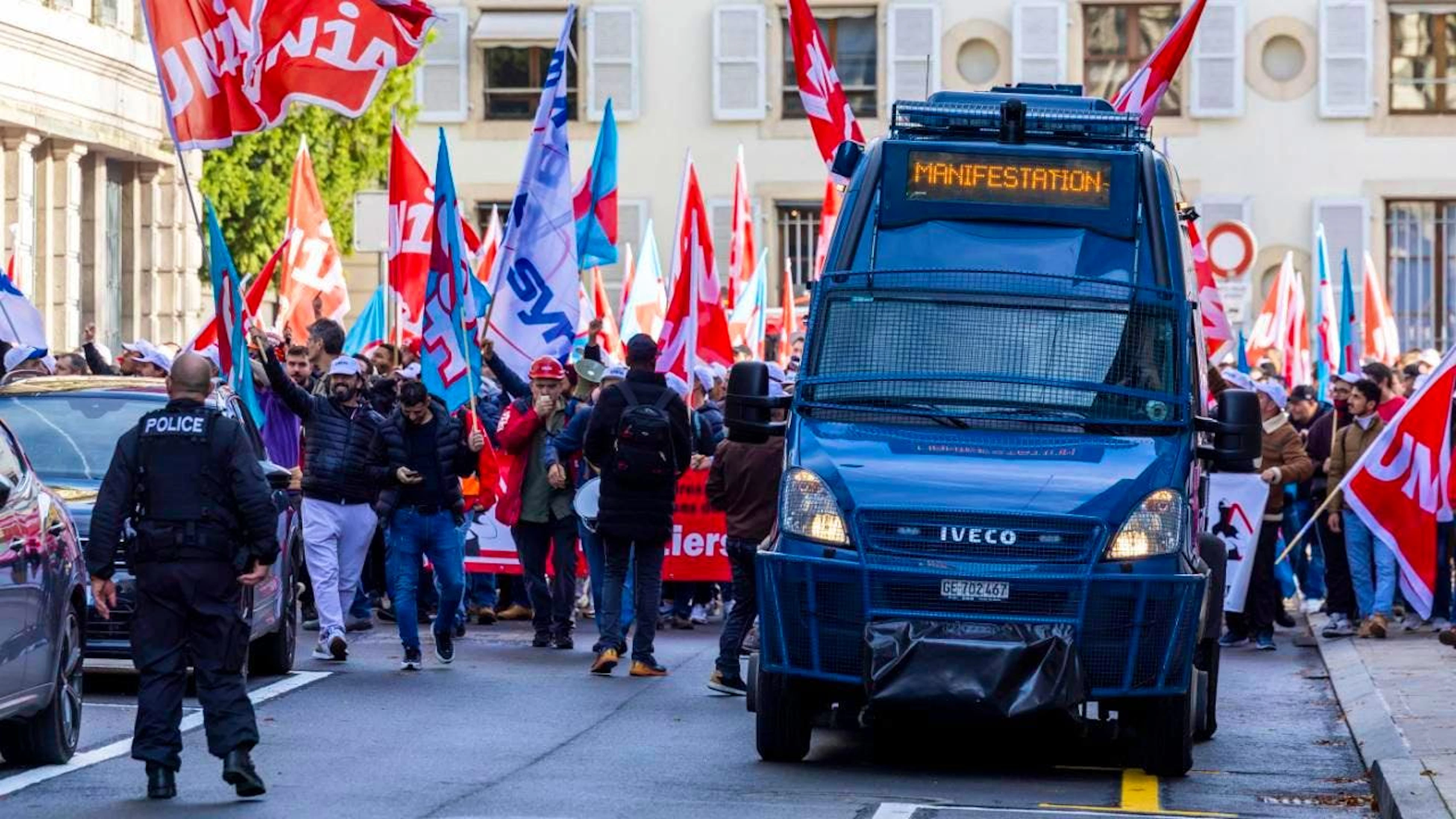 Un momento della manifestazione a Ginevra.