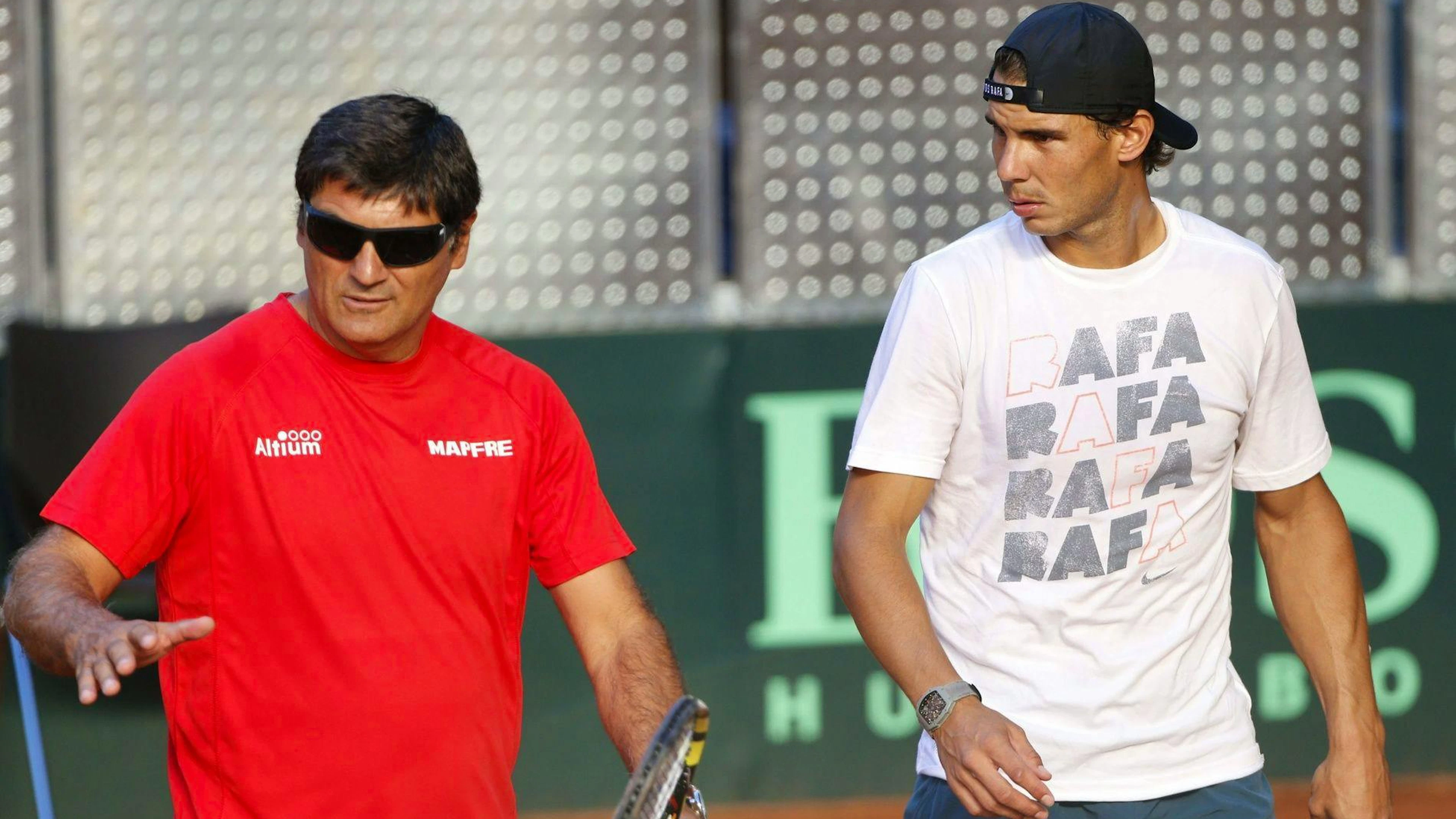 Rafael Nadal con lo zio e coach Toni Nadal nel 2013