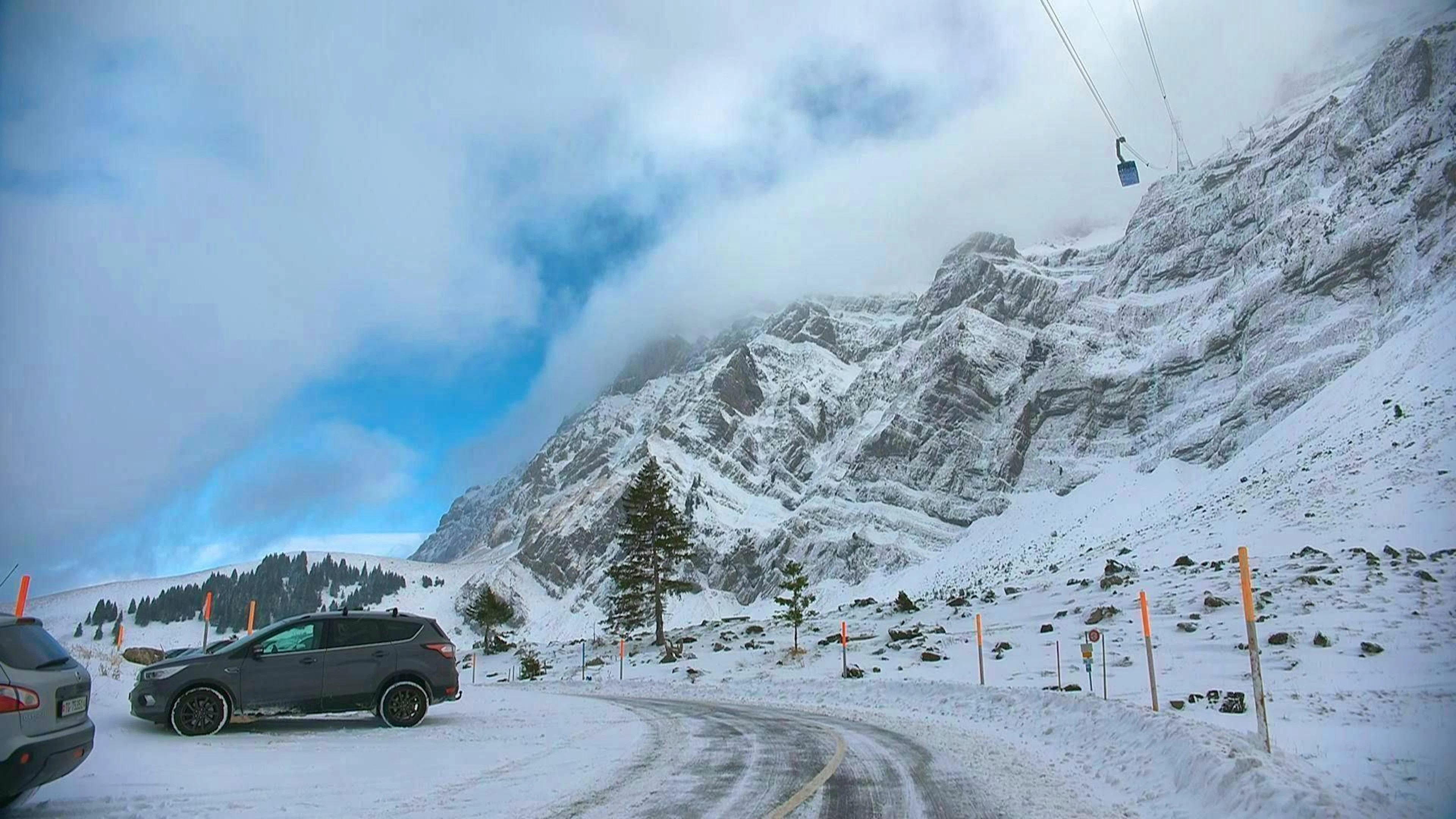 Schwägalp was also covered in white on Thursday.