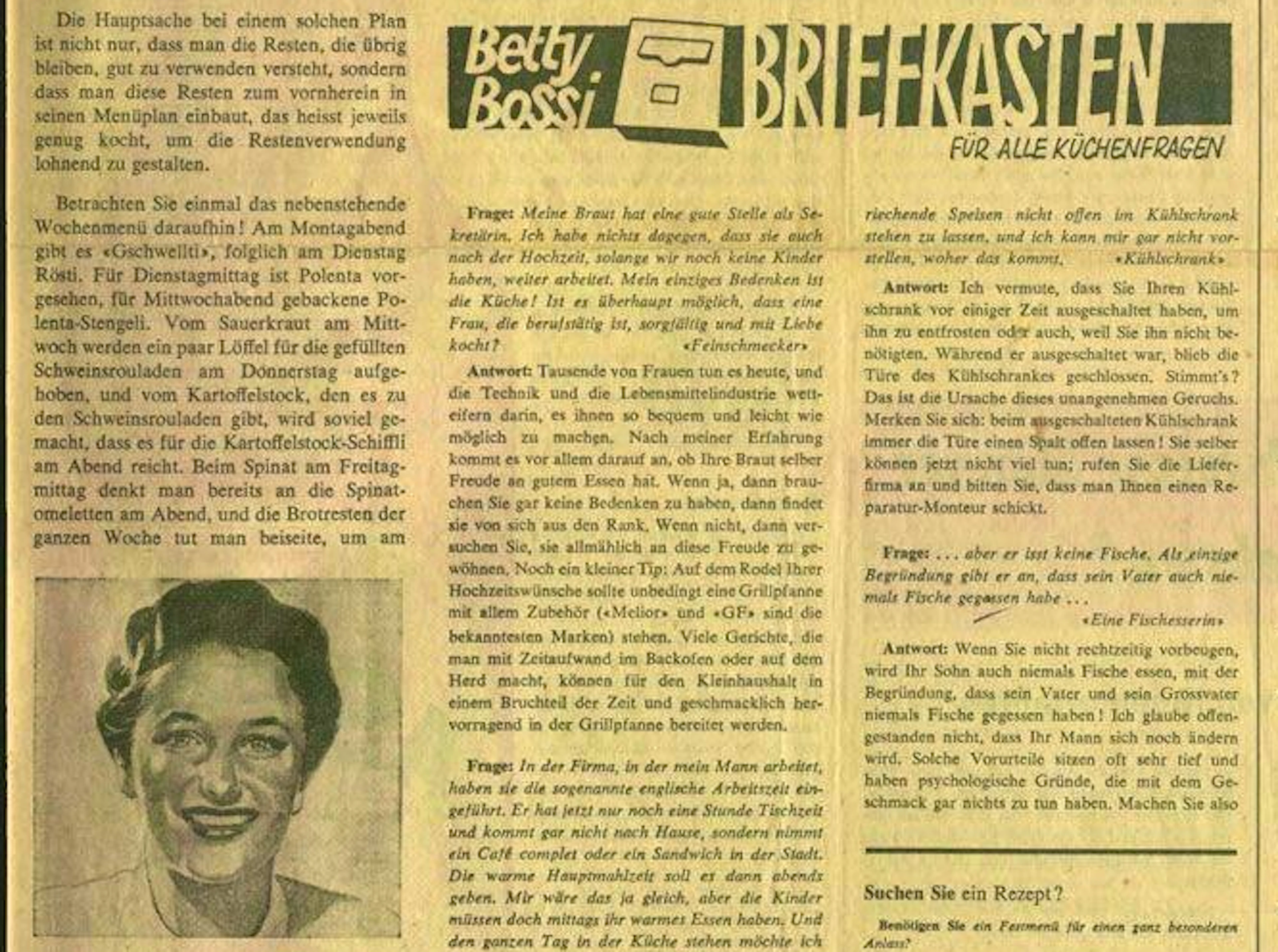 Cover of the first issue of the Betty Bossi Post.
