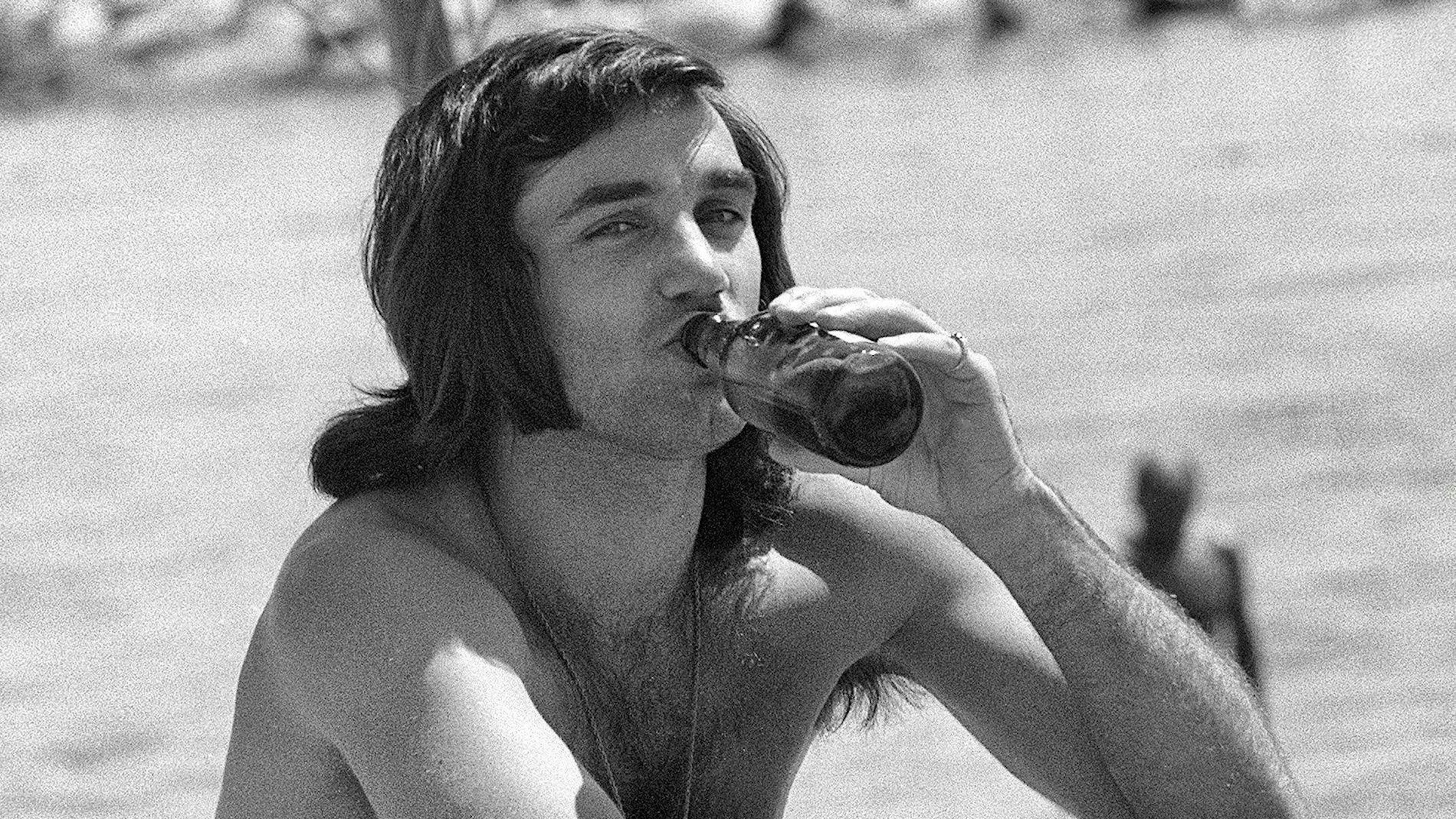 George Best on the beach in Marbella in 1972.