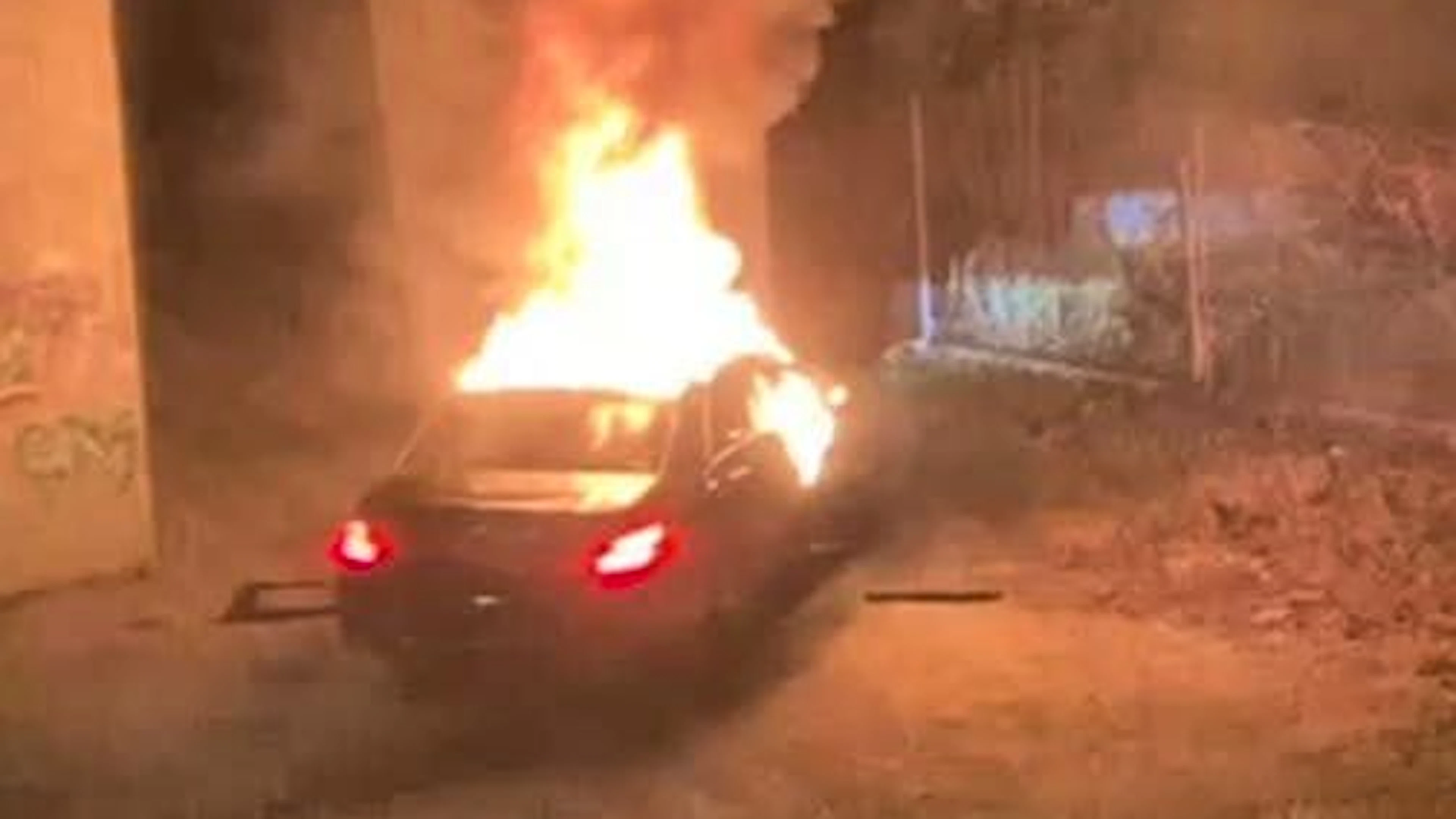 The Mercedes with the body inside burnt out completely.