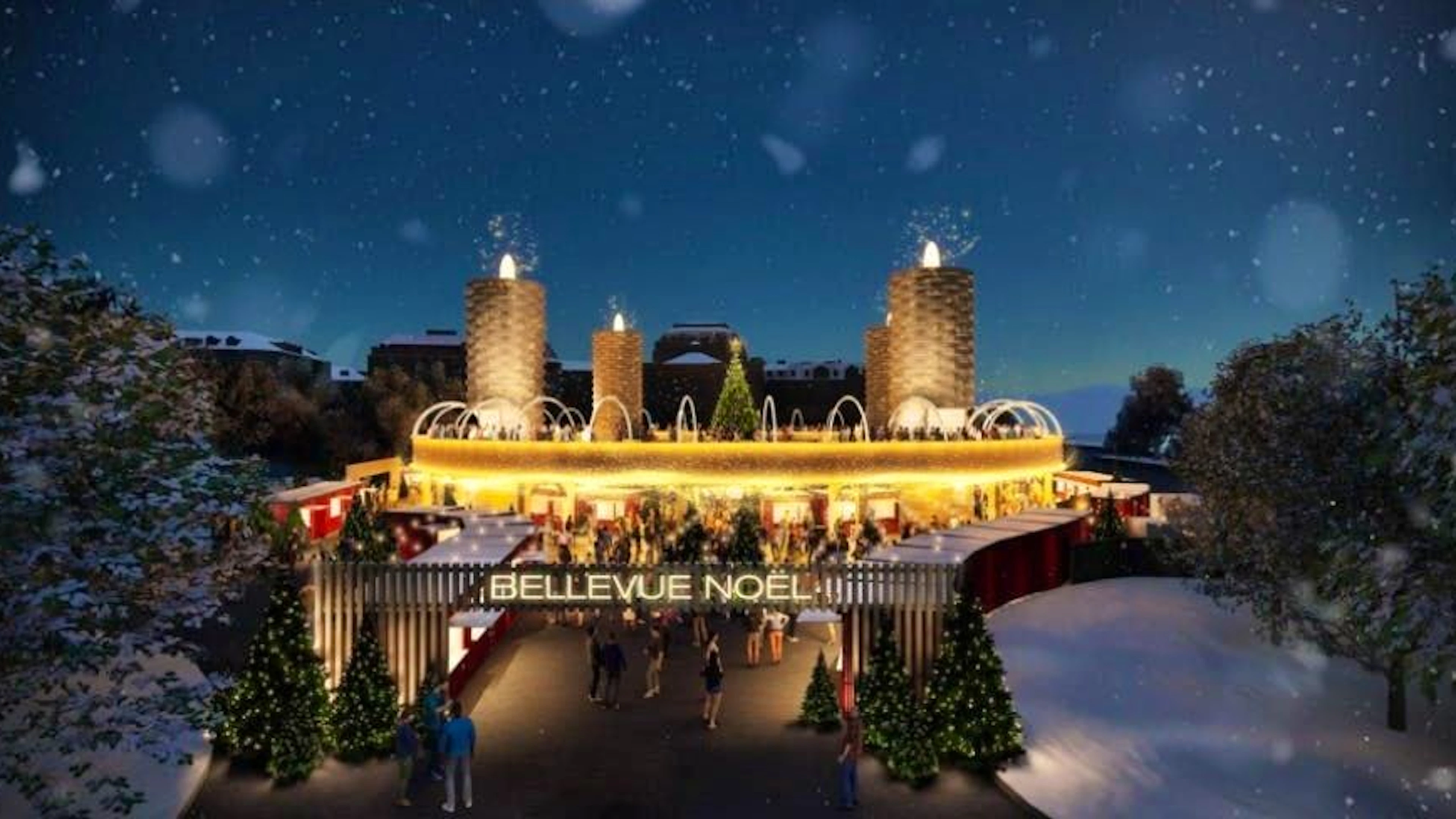 This is what it will look like on Zurich's Sechseläutenplatz in December 2026: Visualization of Bellevue Noel.