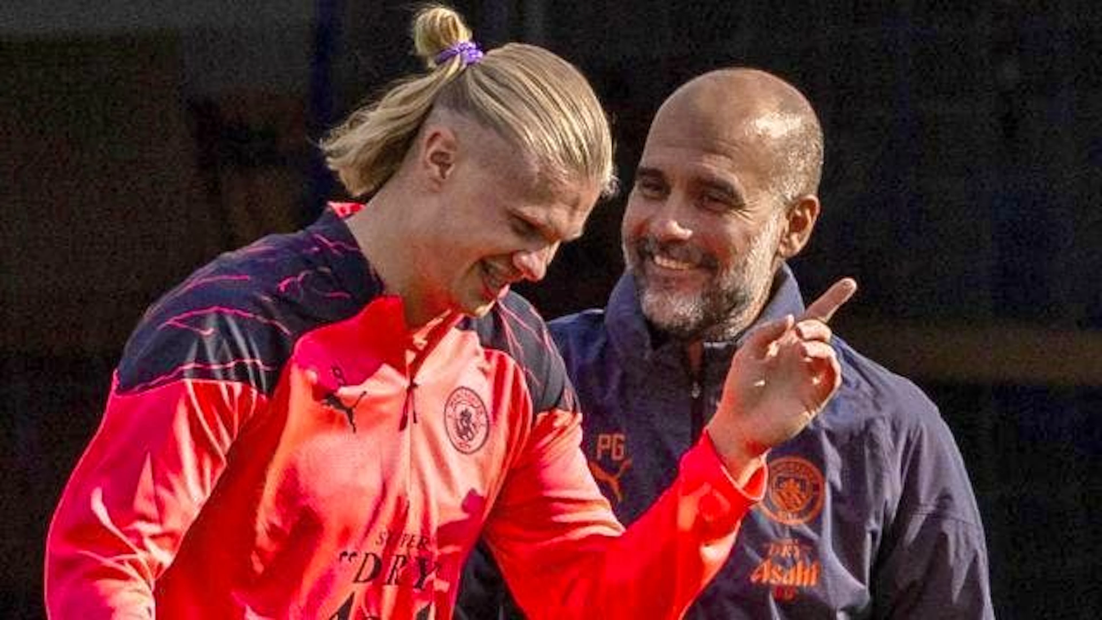 Two football freaks: Erling Haaland and Pep Guardiola.