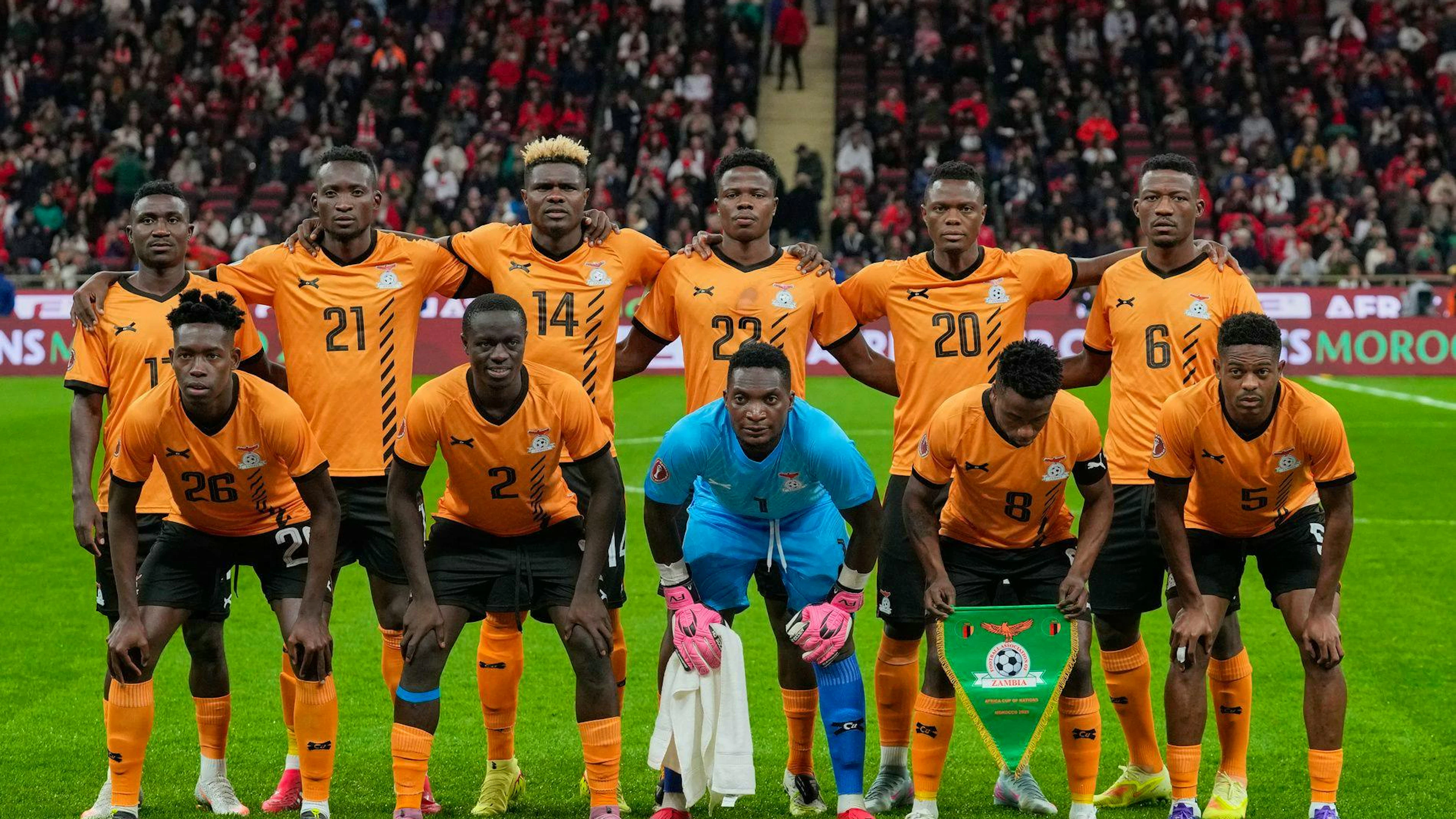 La nazionale dello Zambia, eliminata lunedì dalla Coppa d'Africa.