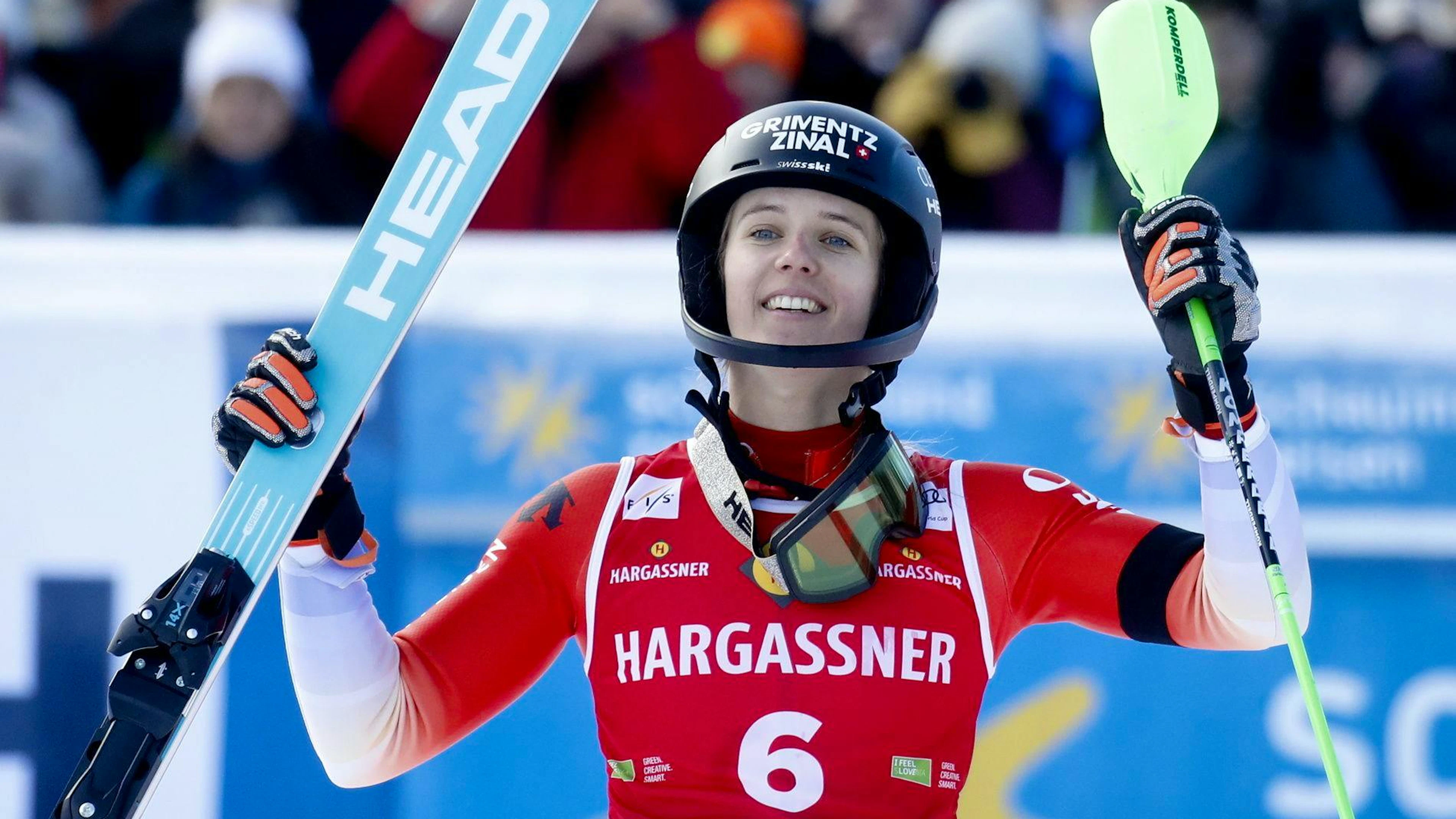 Camille Rast fa suo anche lo slalom a Kranjska Gora.
