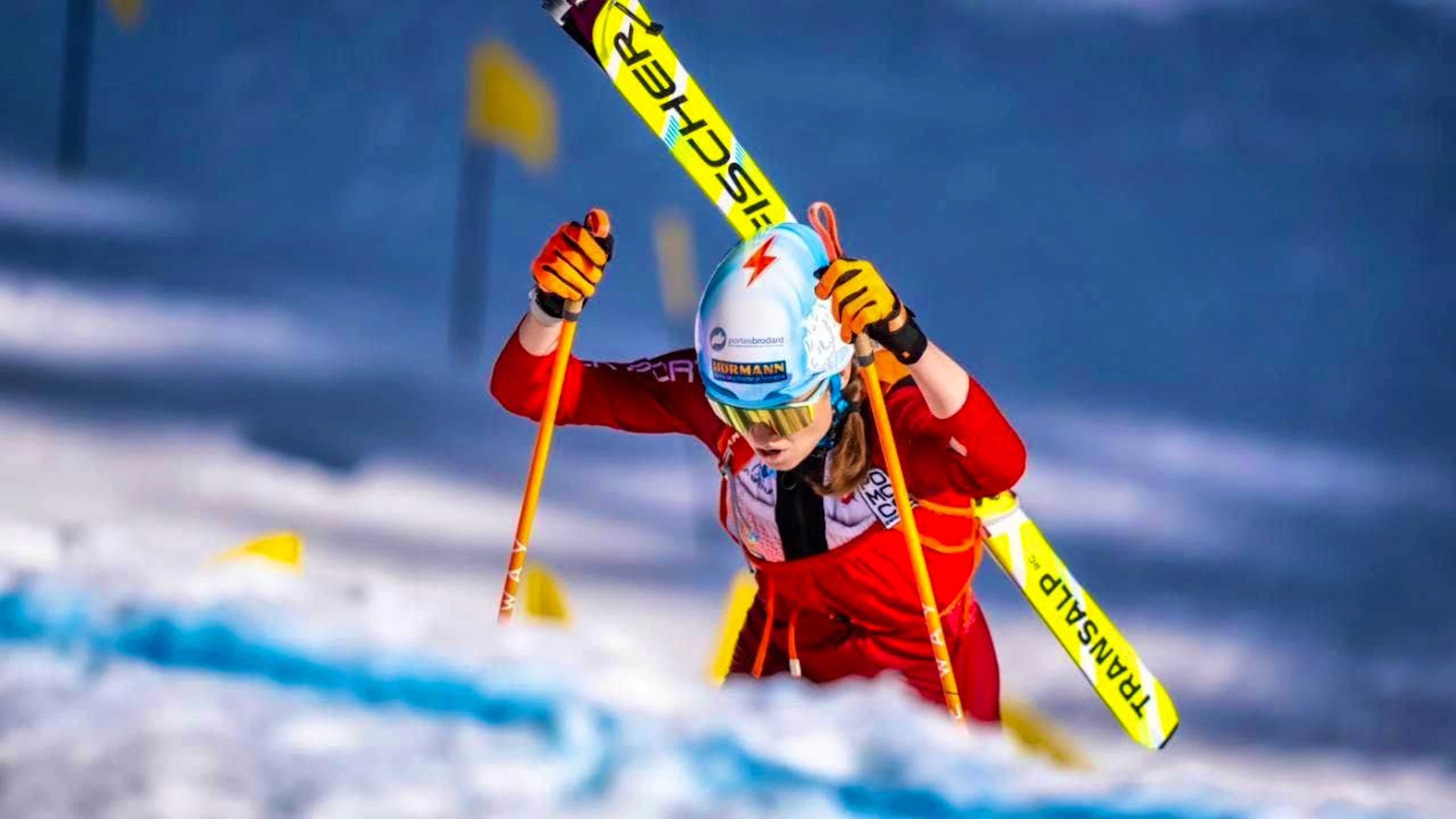 Marianne Fatton on her way to World Championship gold in the sprint in Morgins in March