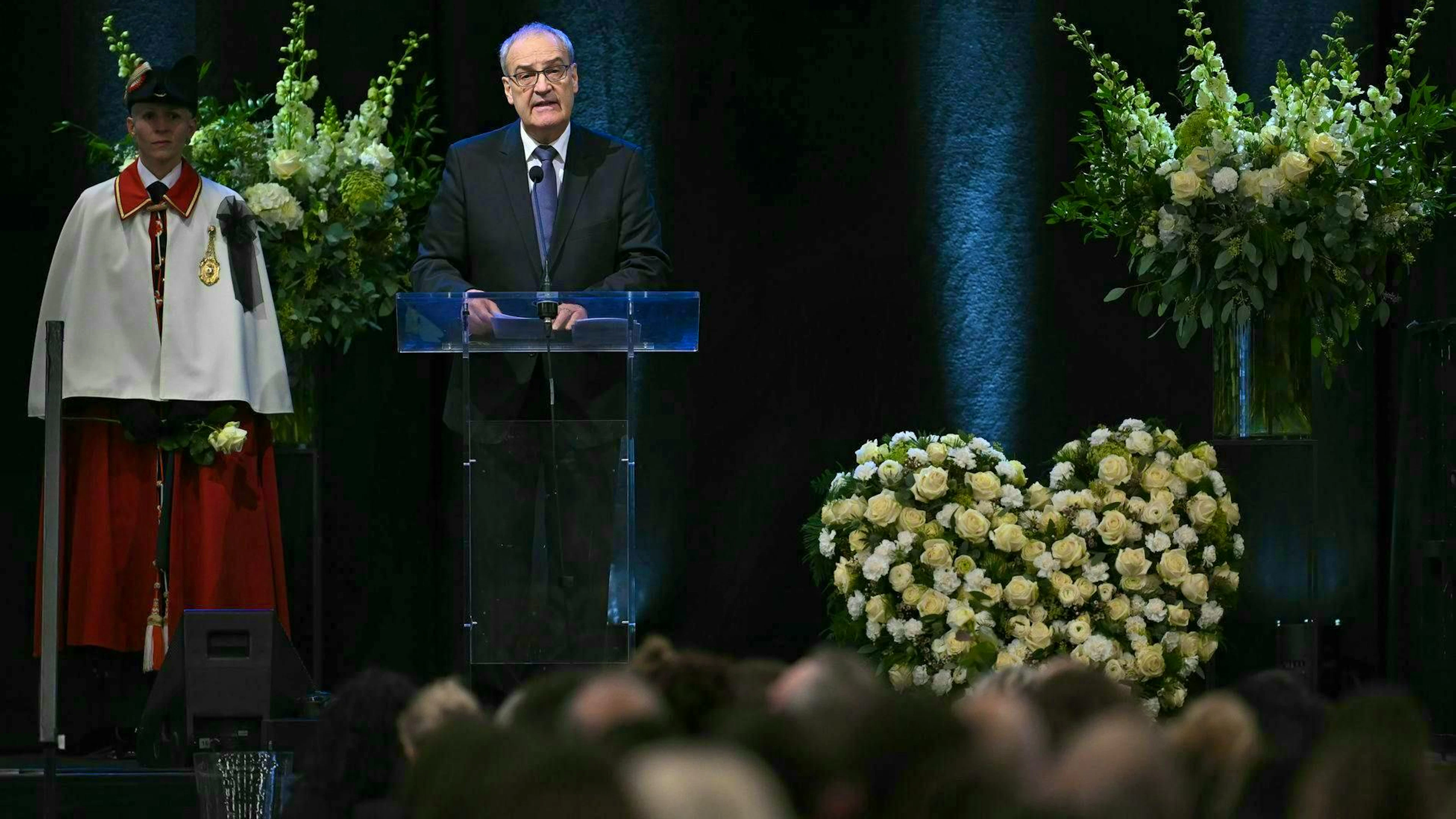 President Guy Parmelin during his speech at the memorial service.
