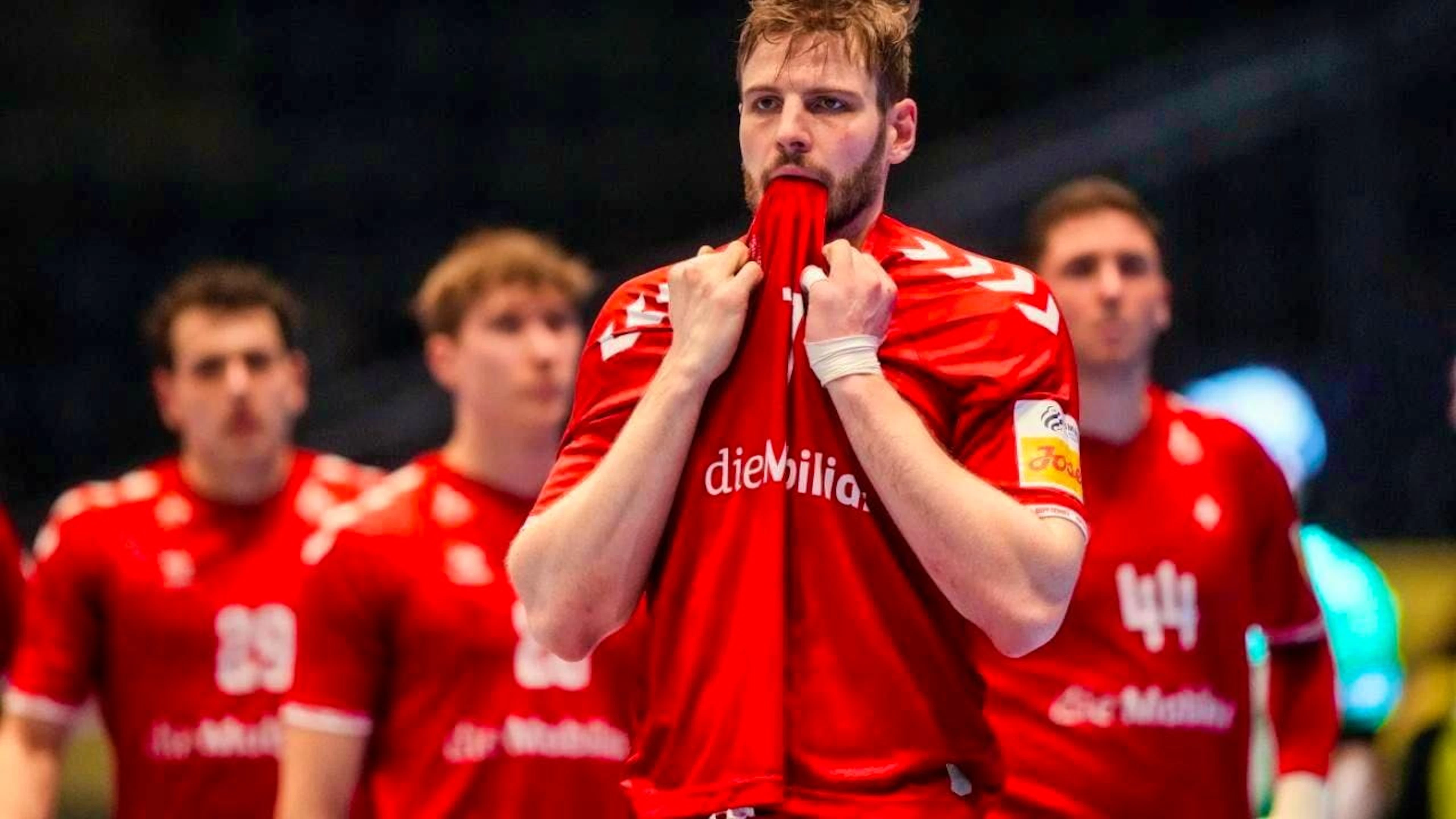 The disappointment is written all over the faces of the Swiss players.