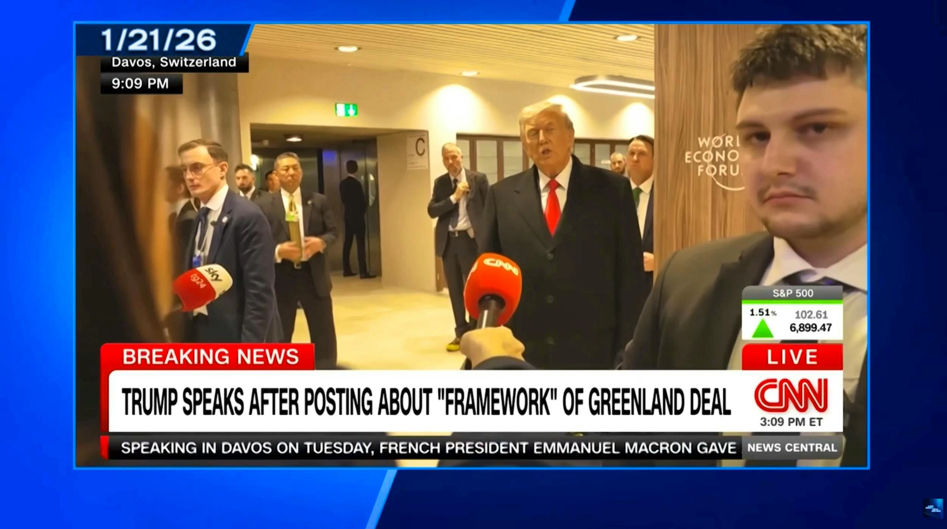 Trump talks about his "ultimate" deal in Davos.