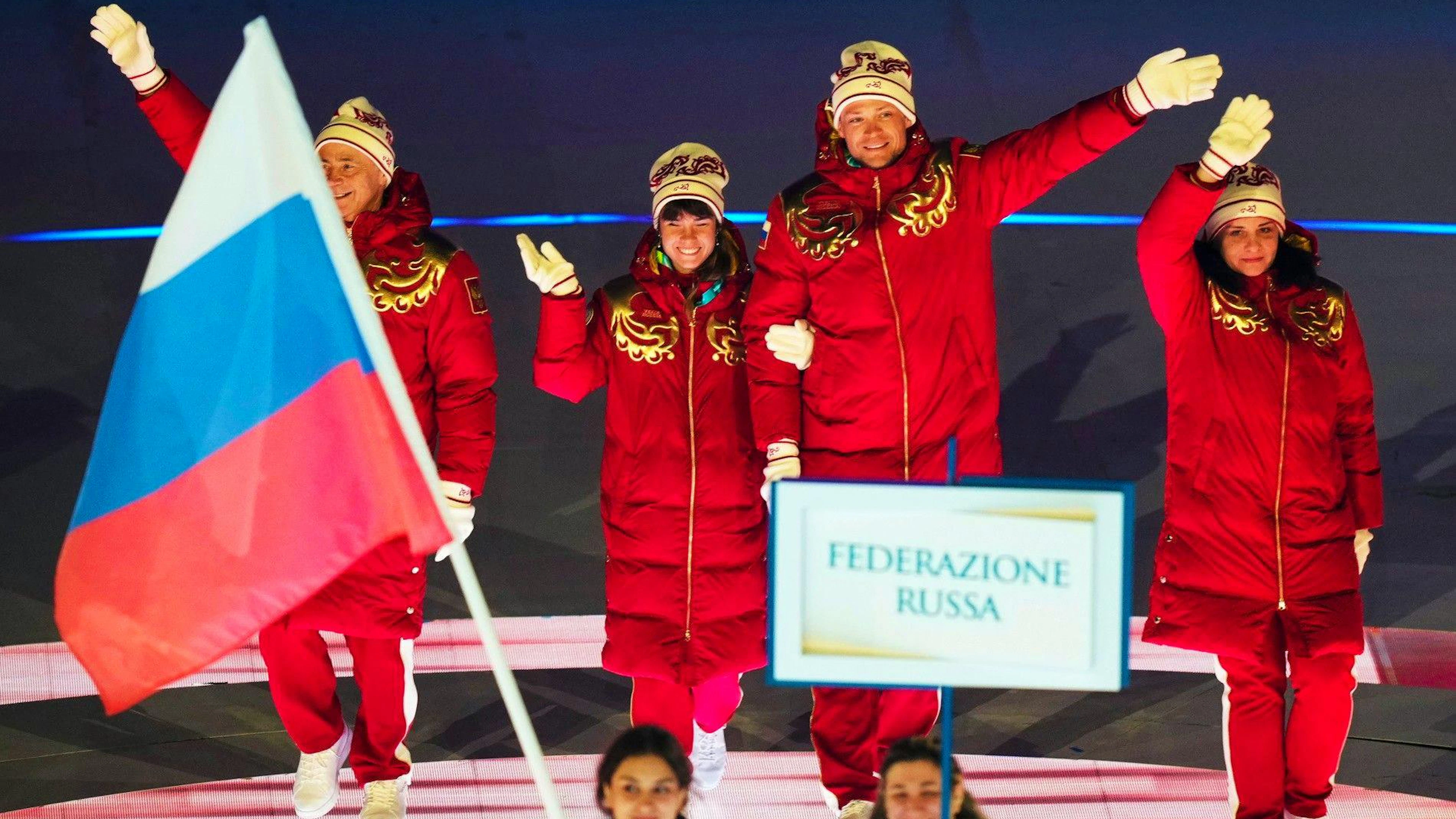Le retour de la délégation russe lors de la cérémonie d'ouverture des Jeux paralympiques.