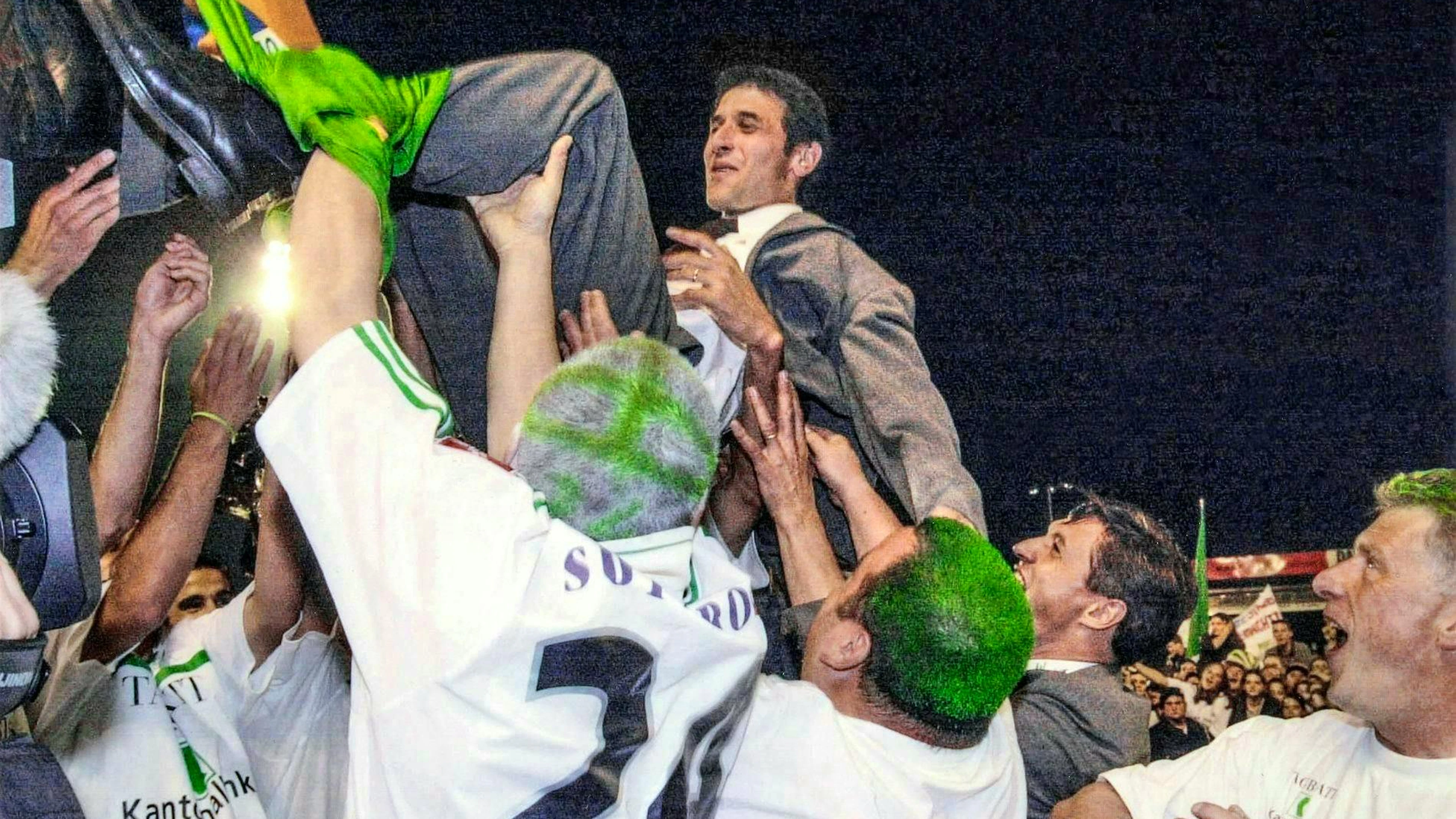 Long live the champion coach: Marcel Koller is celebrated by his players after winning the championship.