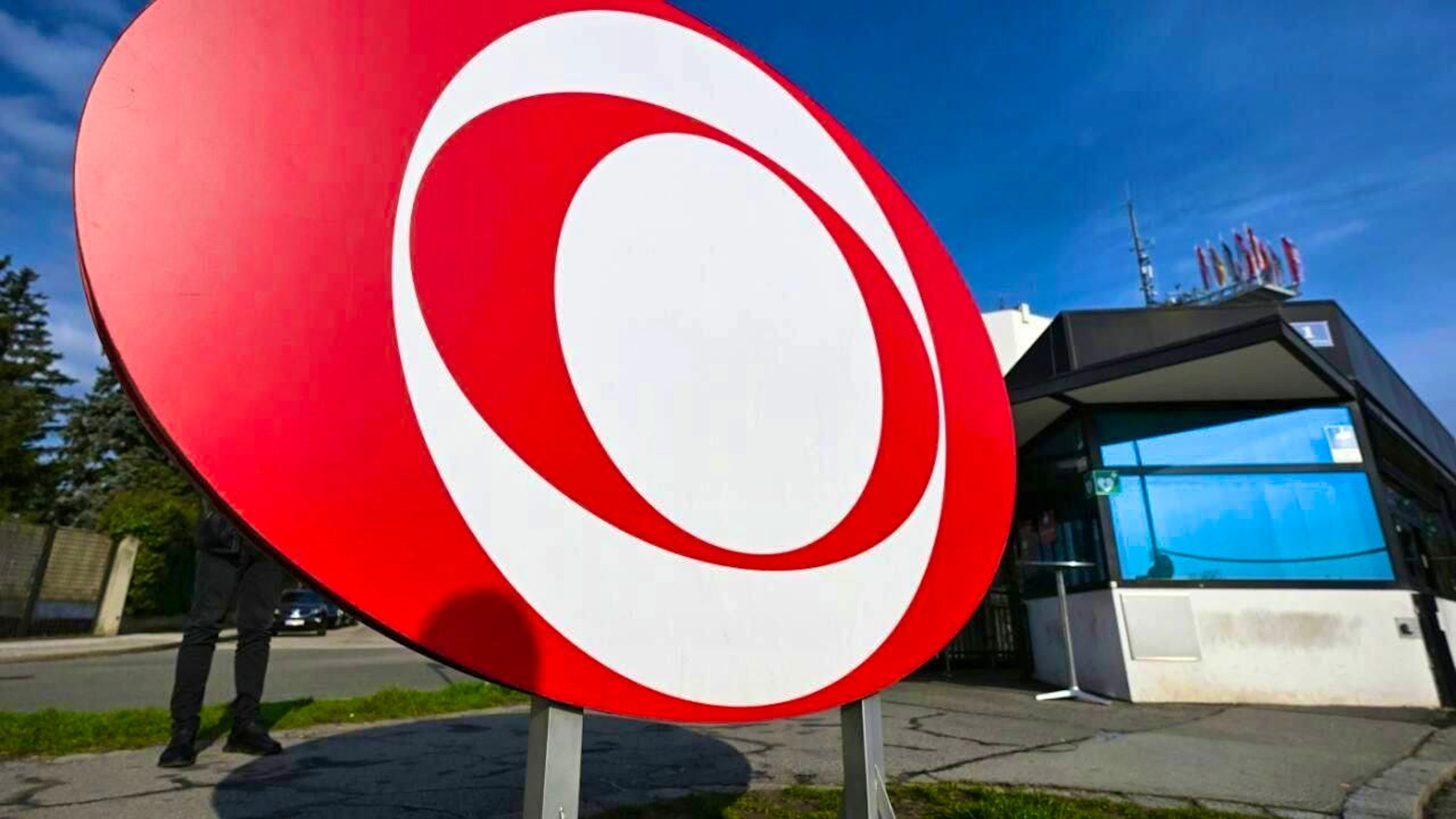 The ORF logo stands in front of the ORF Center. Photo: Helmut Fohringer/APA/dpa