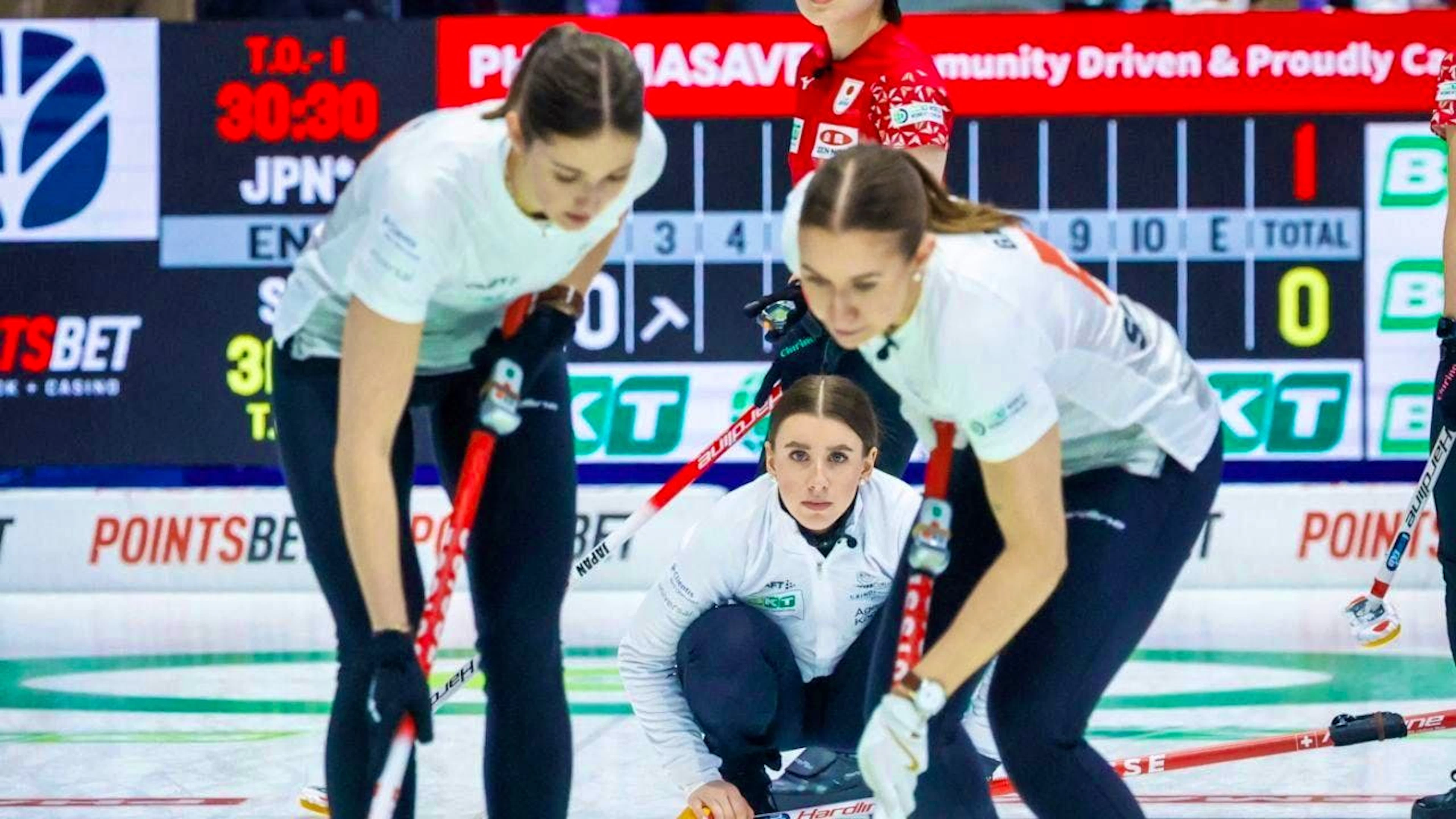 Xenia Schwaller (center back) and her team continue to impress at the World Championships in Calgary