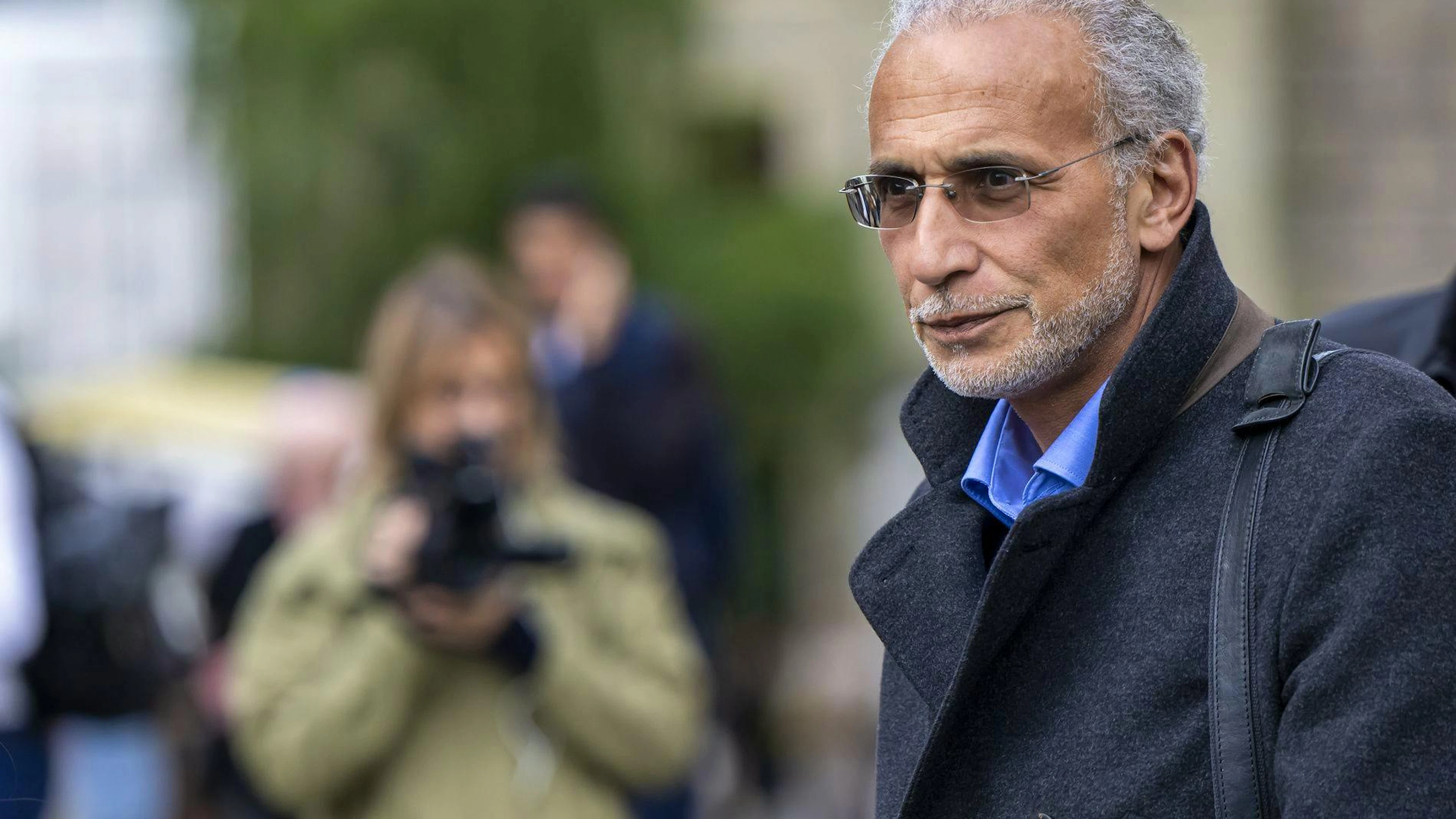 Swiss leading Islamic scholar Tariq Ramadan, leaves the Geneva courthouse, for the last day of his appeal trial for rape and sexual coercion, in Geneva, Switzerland, Wednesday, May 29, 2024. Tariq Ramadan was acquitted at first instance. (KEYSTONE/Martial Trezzini)