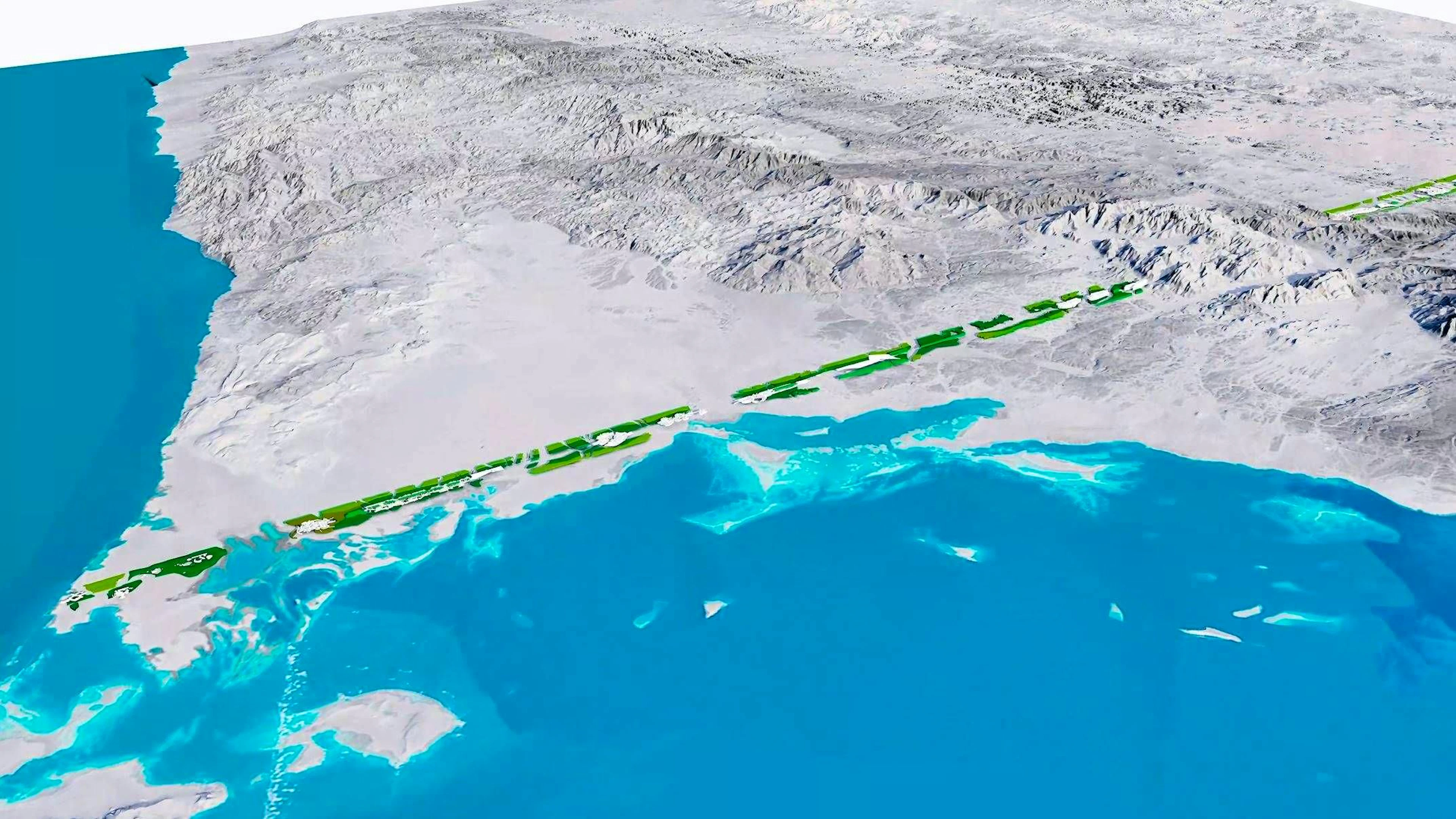 Ein Blick auf die Karte zeigt die Dimensionen: «The Line» durchzieht den Nordwesten Saudi-Arabiens über eine Strecke, die selbst für Megaprojekte ungewöhnlich ist. Planung, Bau und Versorgung eines solchen Systems gelten als extrem komplex.