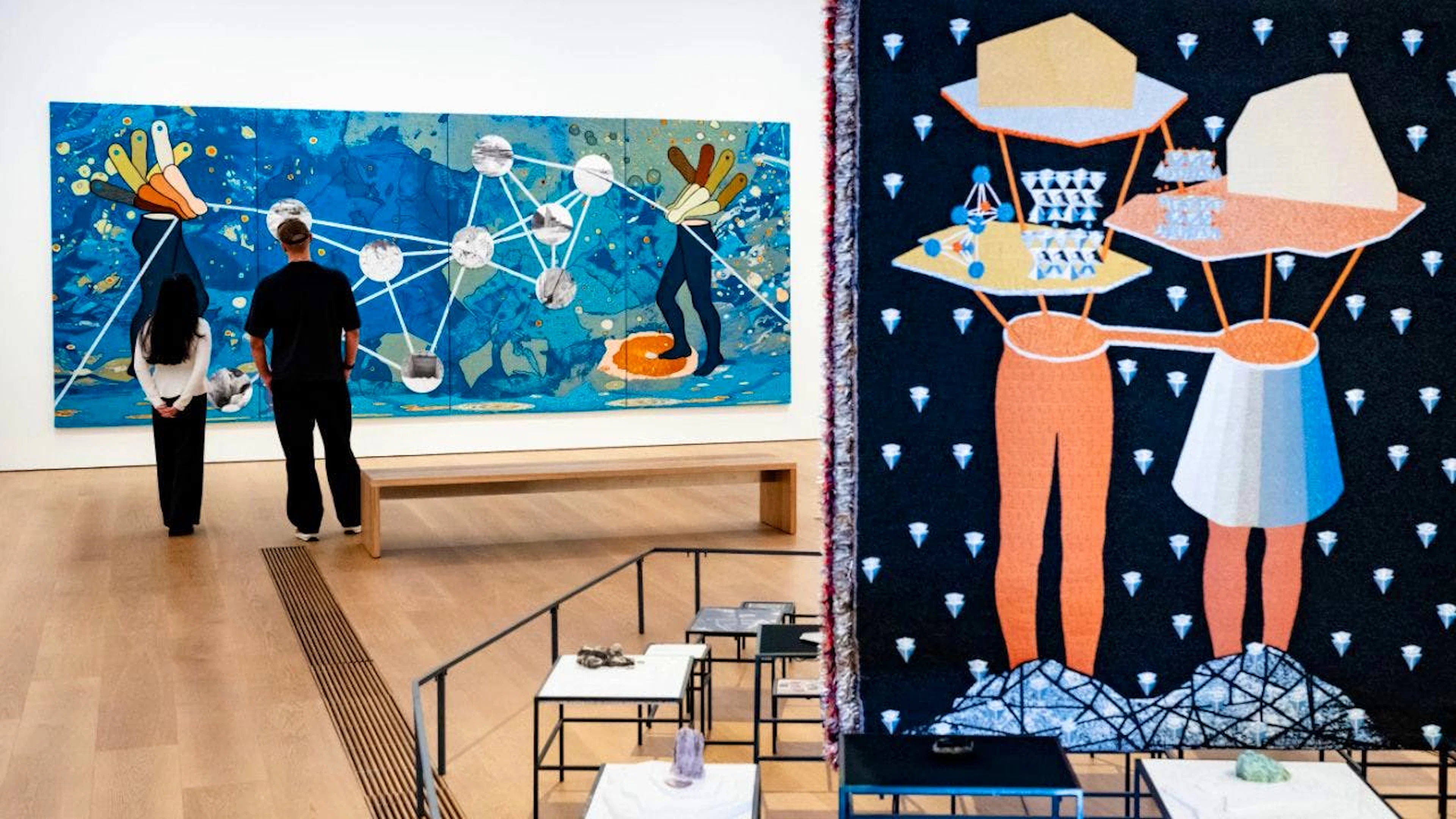 L'installation "The Weight of Scars, 2015" de l'artiste nigérianne Otobong Nkanga au MCBA à Lausanne.