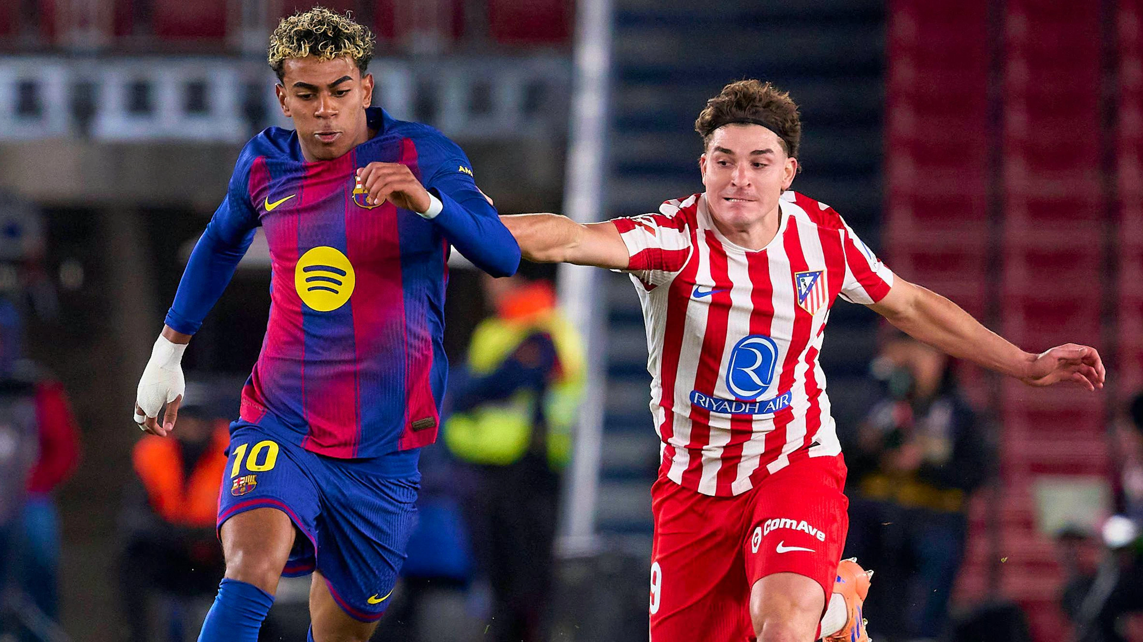Barças Lamine Yamal gegen Atléticos Julian Alvarez.