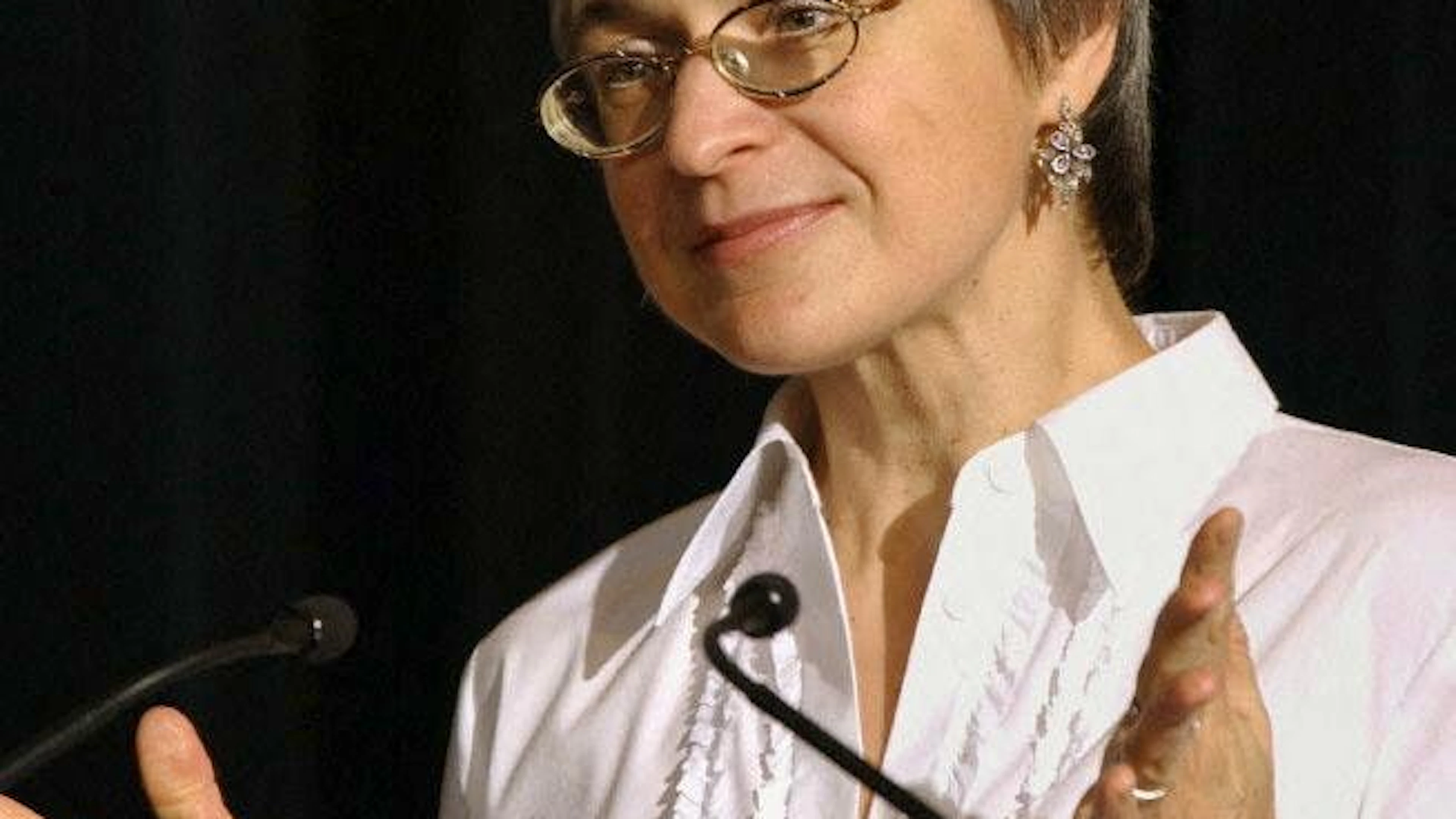 La journaliste Anna Politkovskaïa, collaboratrice du journal, tuée en 2006 dans le hall de son immeuble moscovite (archives: ici en 2002, à New York).