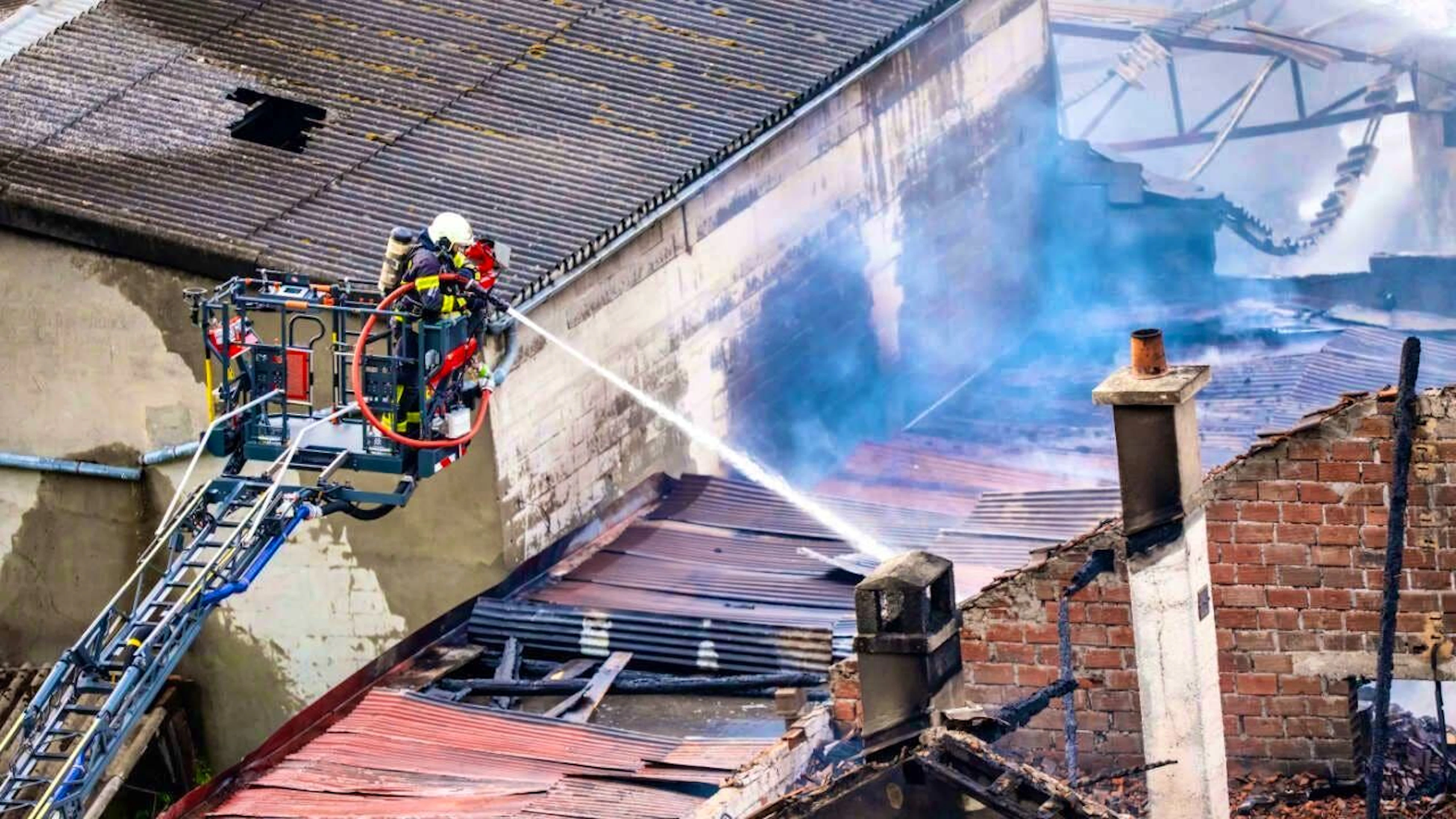 Warehouses and a residential building were destroyed in the fire in Saxon.