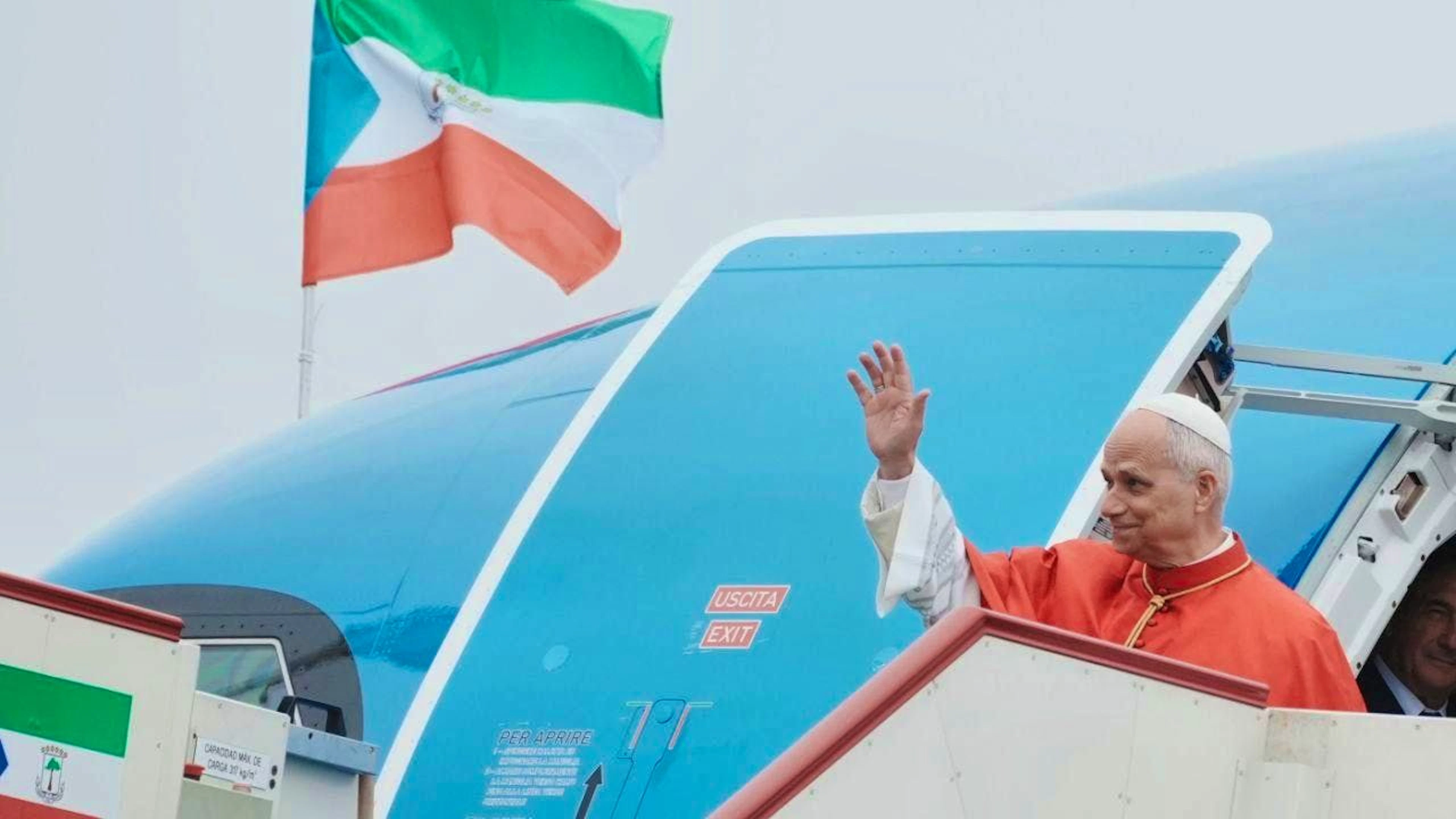 Pope Leo XIV arrives at Malabo International Airport in Equatorial Guinea. Photo: Andrew Medichini/AP/dpa