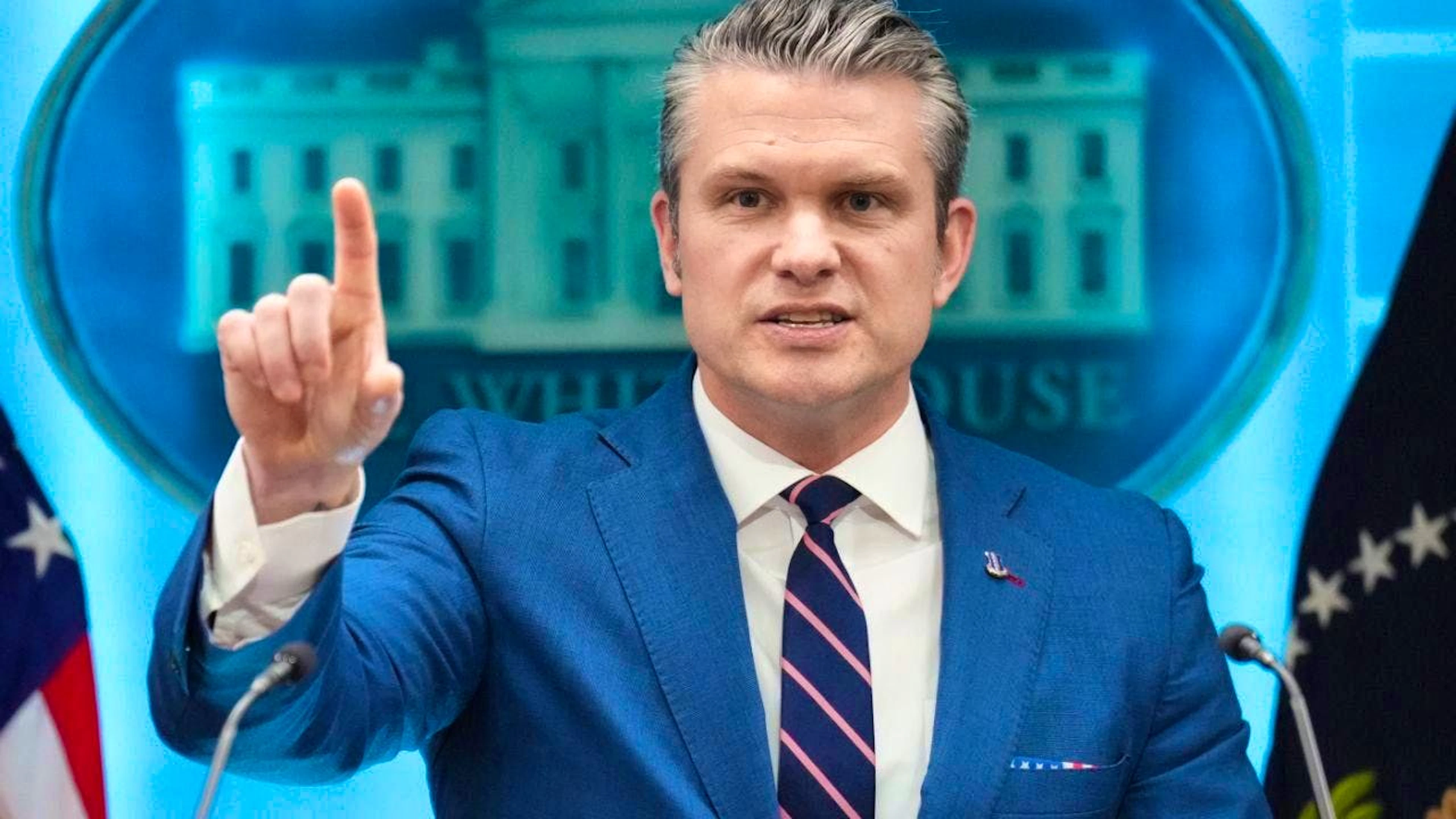 ARCHIVE - US Secretary of Defense Pete Hegseth speaks in the James Brady Press Briefing Room at the White House. Photo: Mark Schiefelbein/AP/dpa