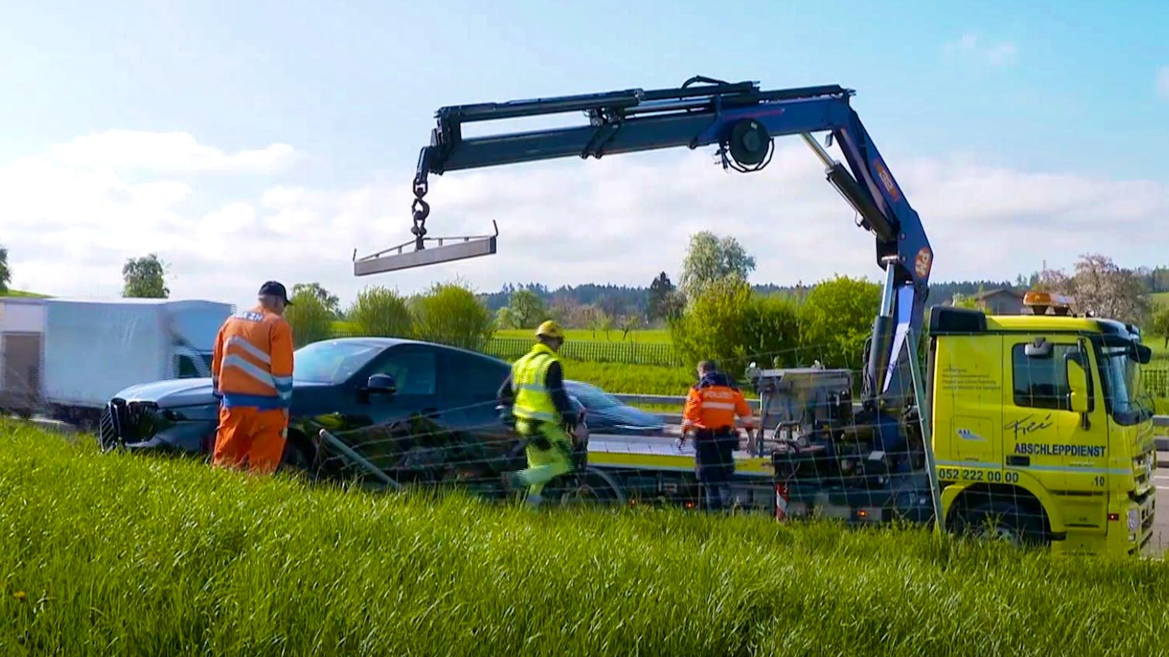 The BMW is taken away.