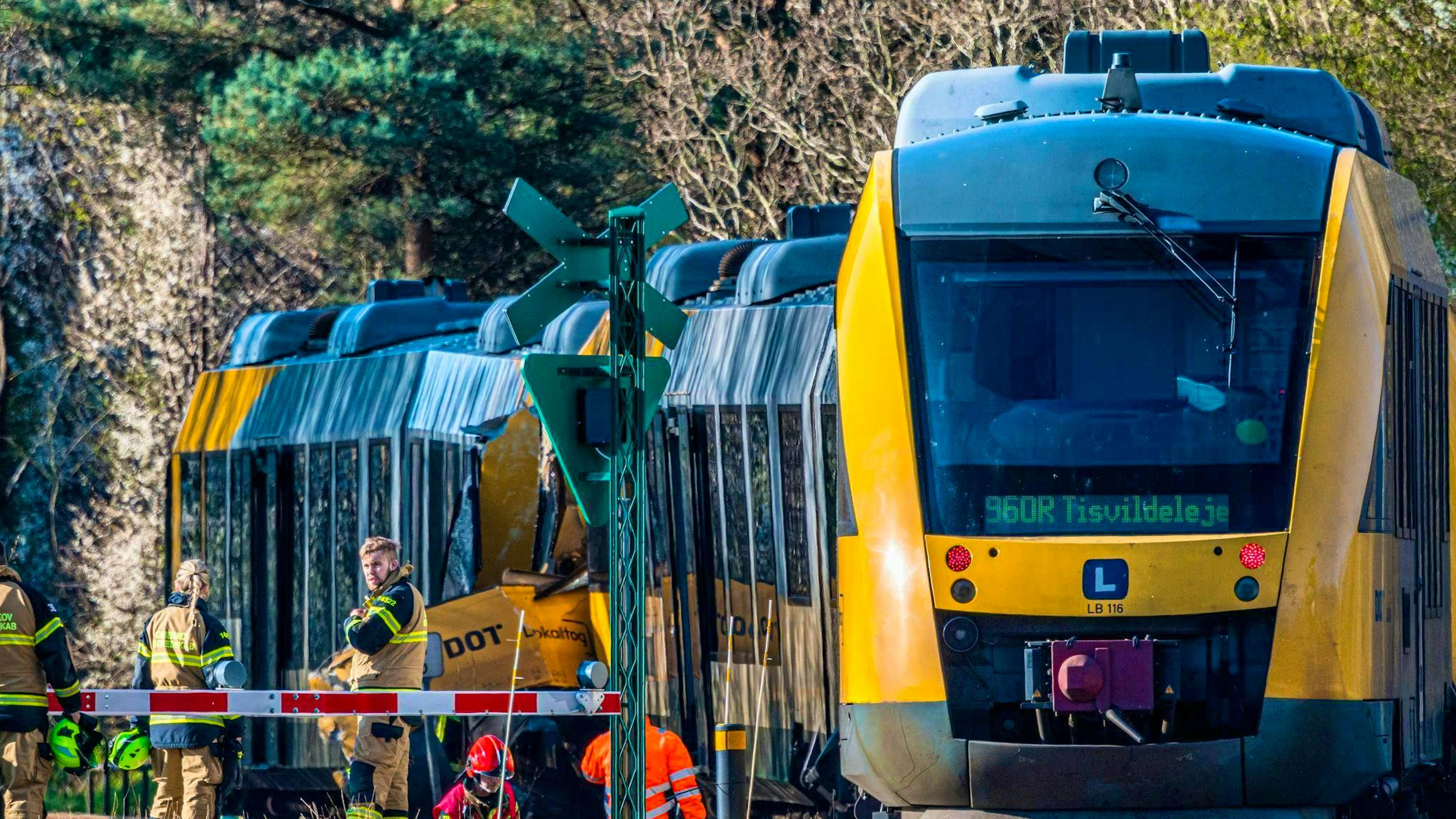 Two trains collided in the morning. 