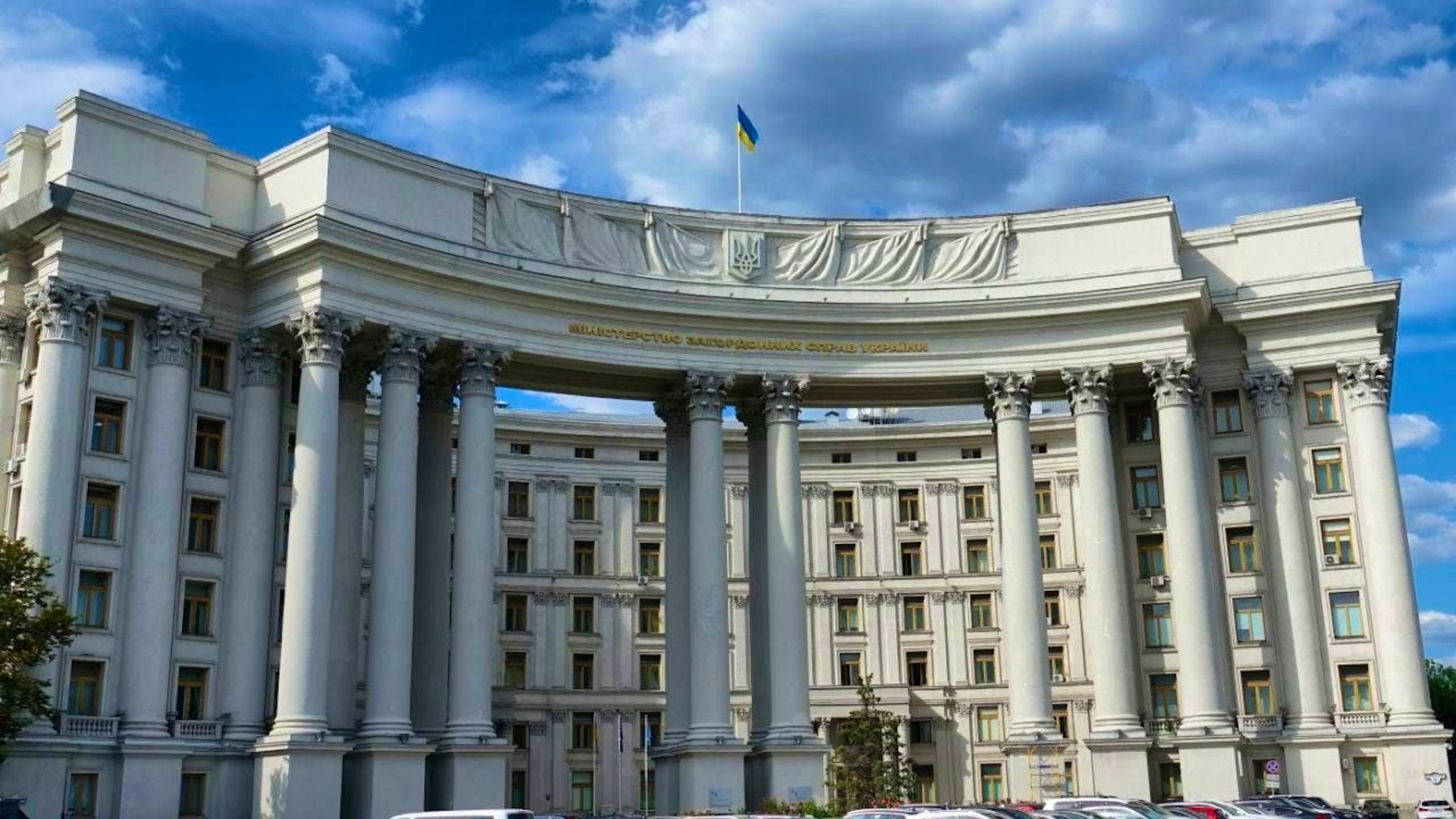 ARCHIVE - The building was constructed in 1938 for the Central Committee of the Communist Party in the Soviet Republic of Ukraine. The Ministry of Foreign Affairs of independent Ukraine has been based there since 1991. Photo: Friedemann Kohler/dpa
