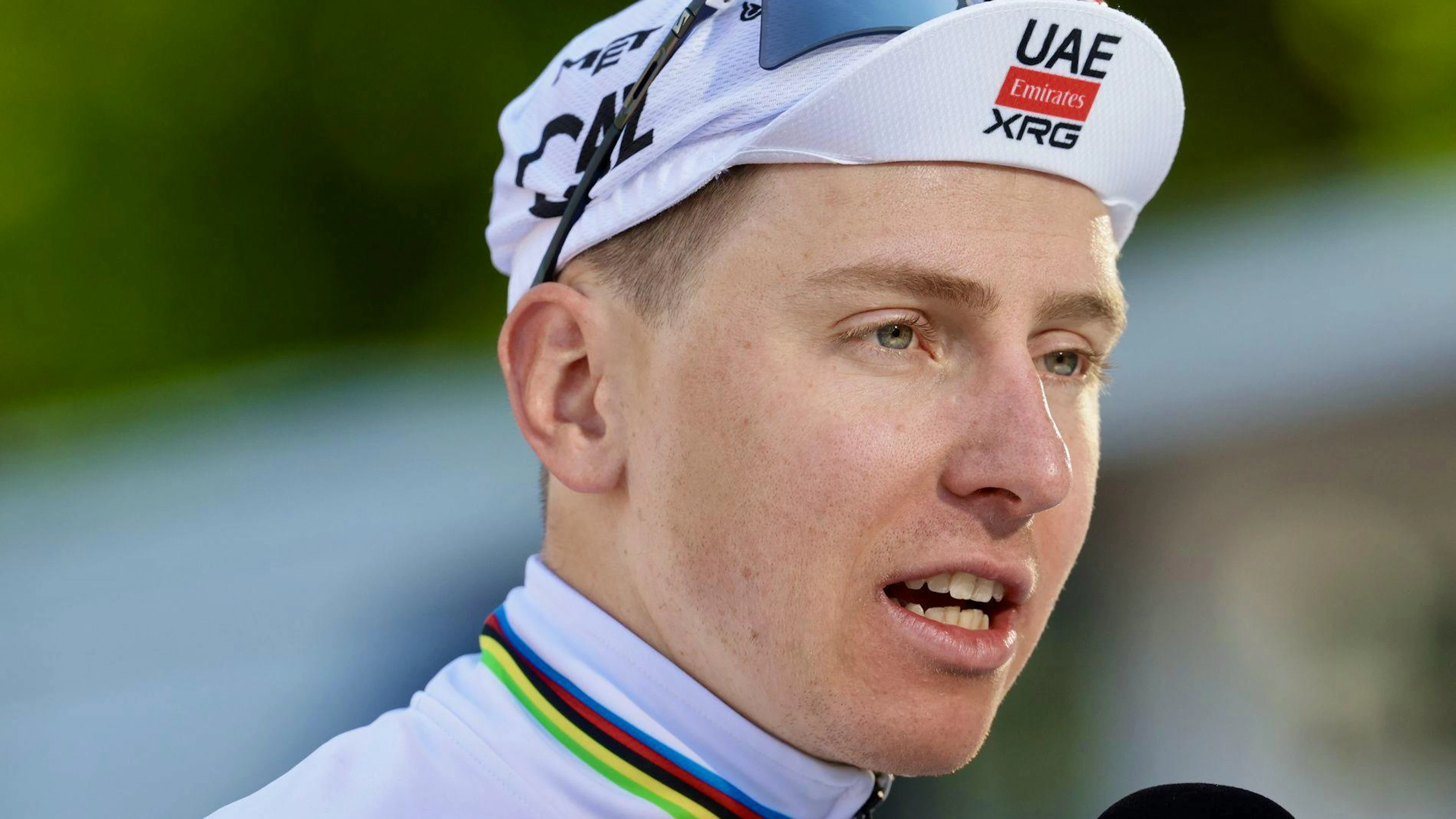 Le coureur slovène Tadej Pogacar en interview (archives).
