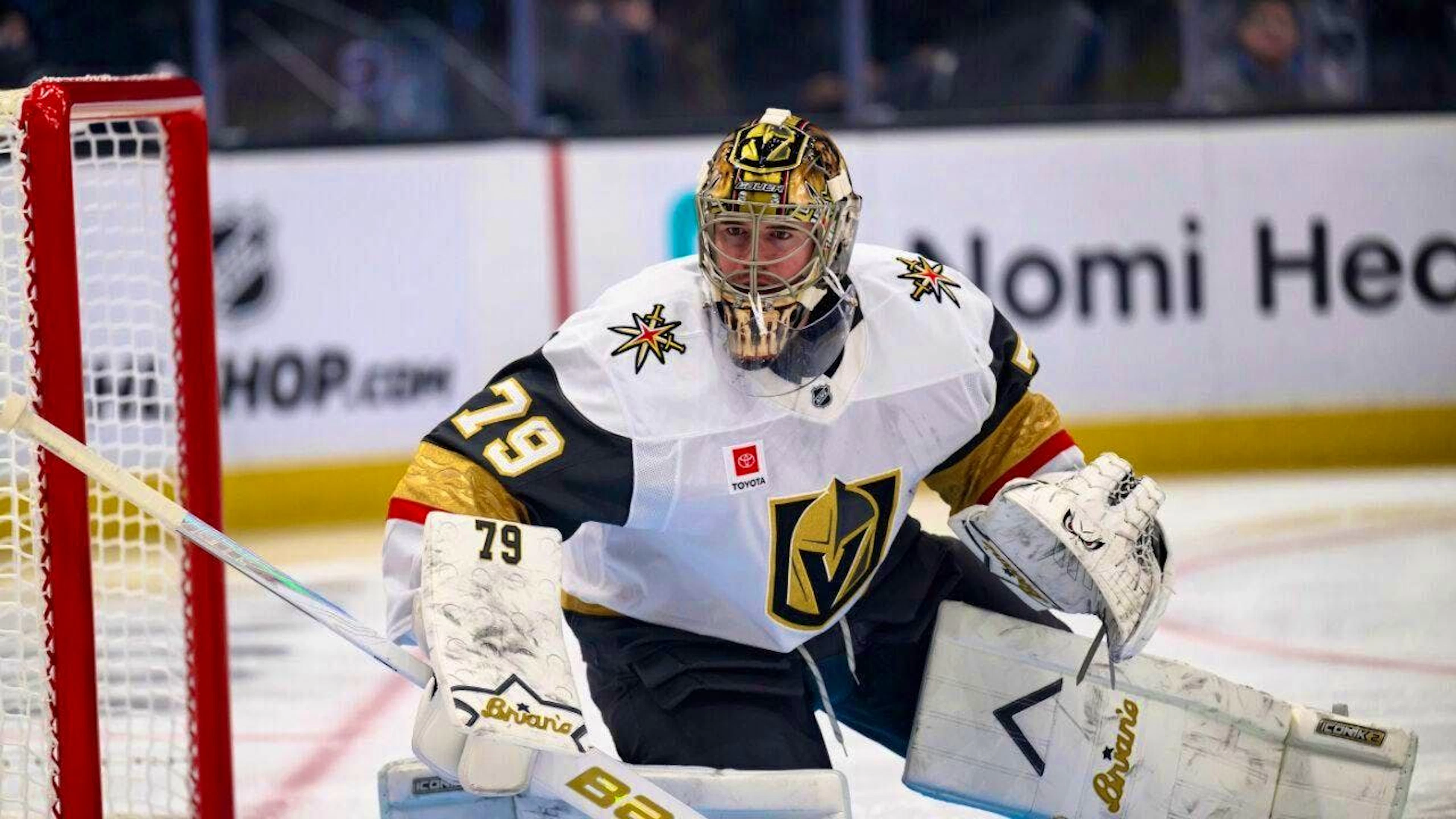 Carter Hart - and not Akira Schmid - is currently between the posts for the Vegas Golden Knights.