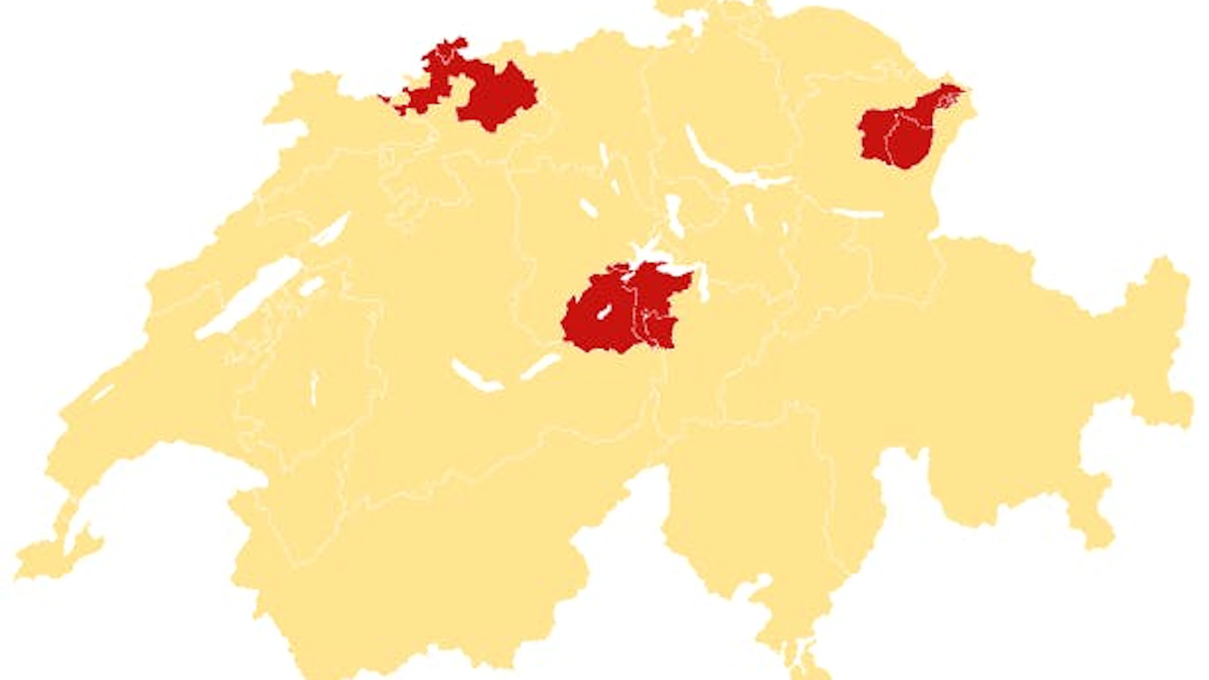 Die Kantone Basel-Stadt, Basel-Landschaft, Obwalden, Nidwalden sowie Appenzell Innerrhoden und Ausserrhoden zählen bei Verfassungsänderungen nur als halbe Kantone.