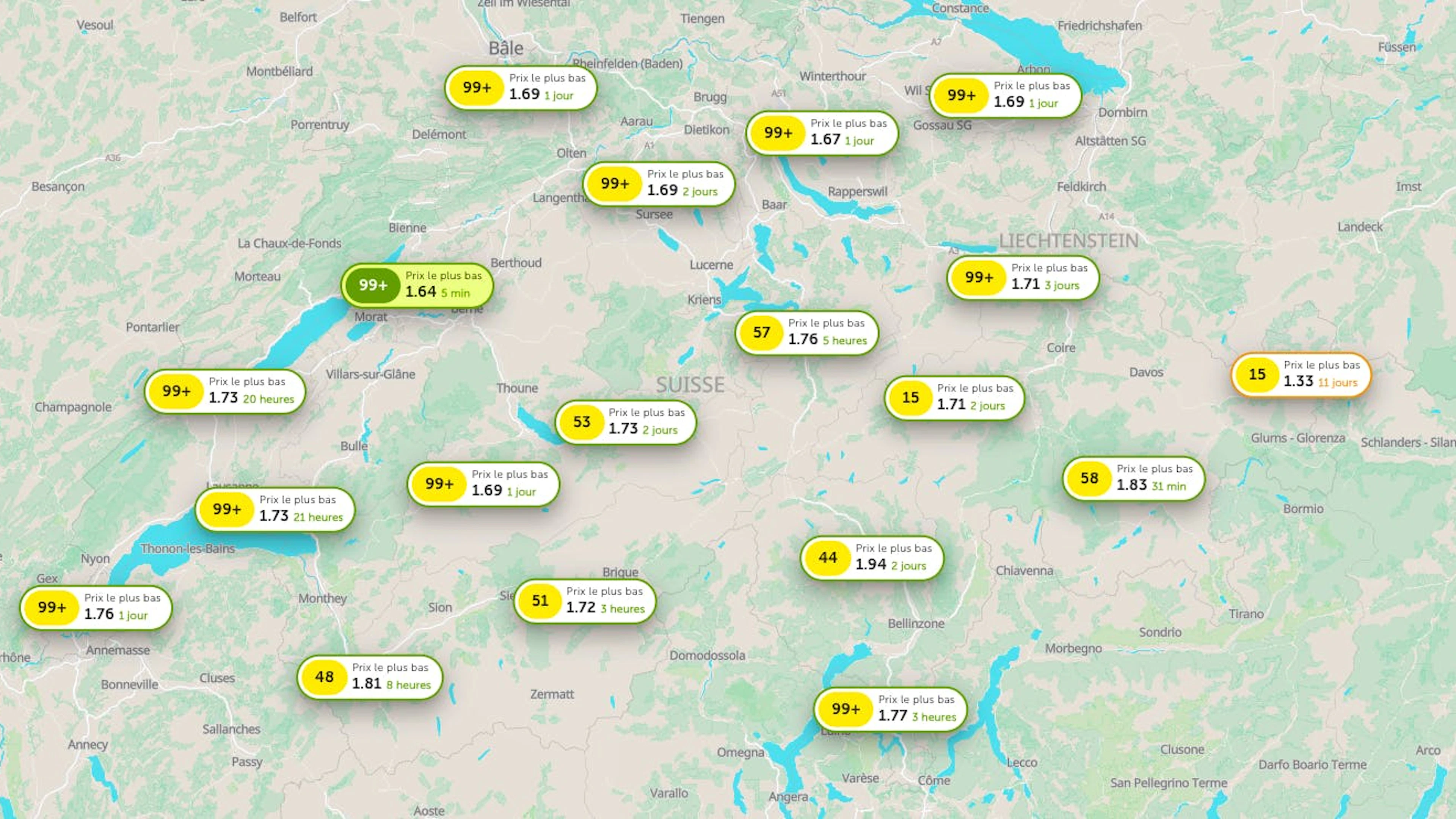 Grâce à la nouvelle plateforme en ligne gratuite du TCS, vous pouvez comparer facilement et rapidement les prix actuels des stations-service à proximité.