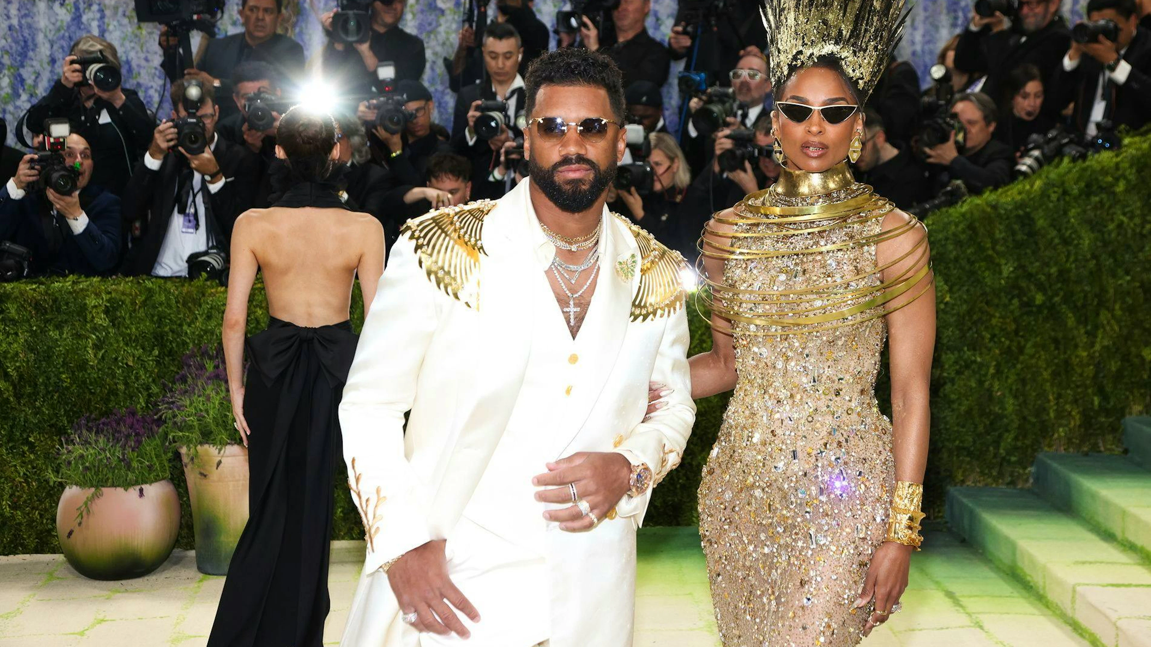 Le quarterback américain Russell Wilson et sa femme, la chanteuse Ciara.