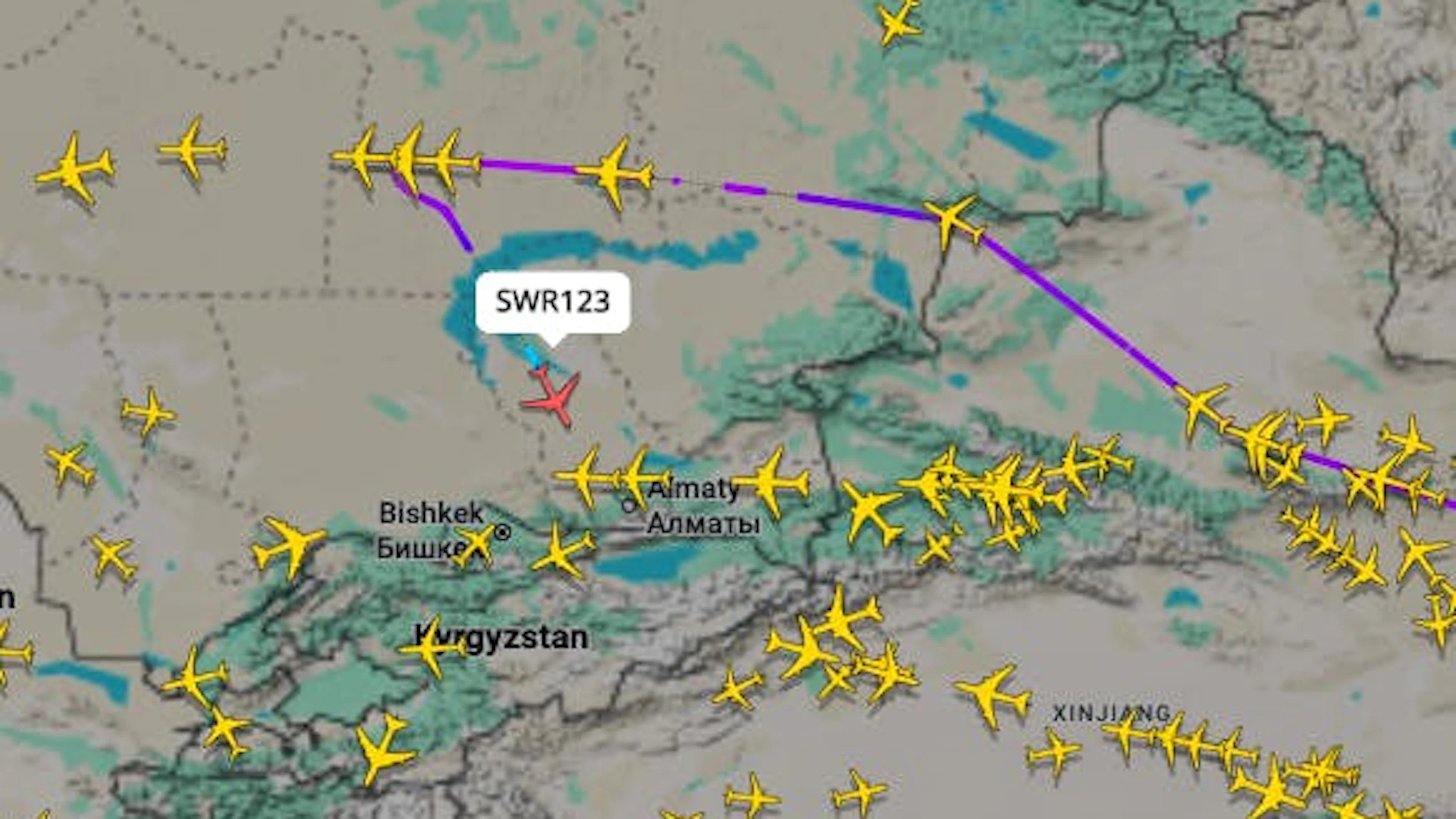 Die Swiss-Maschine drehte ausserplanmässig nach Almaty ab.