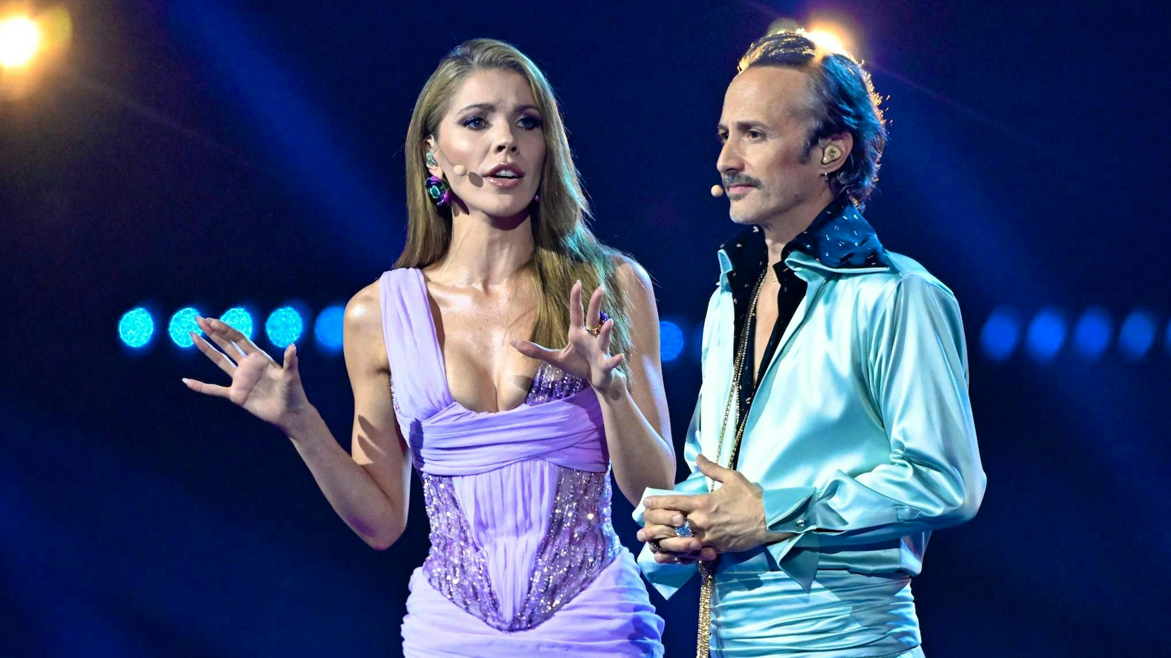 Pale and trying hard: the presenting duo Victoria Swarovski and author and actor Michael Ostrowski.