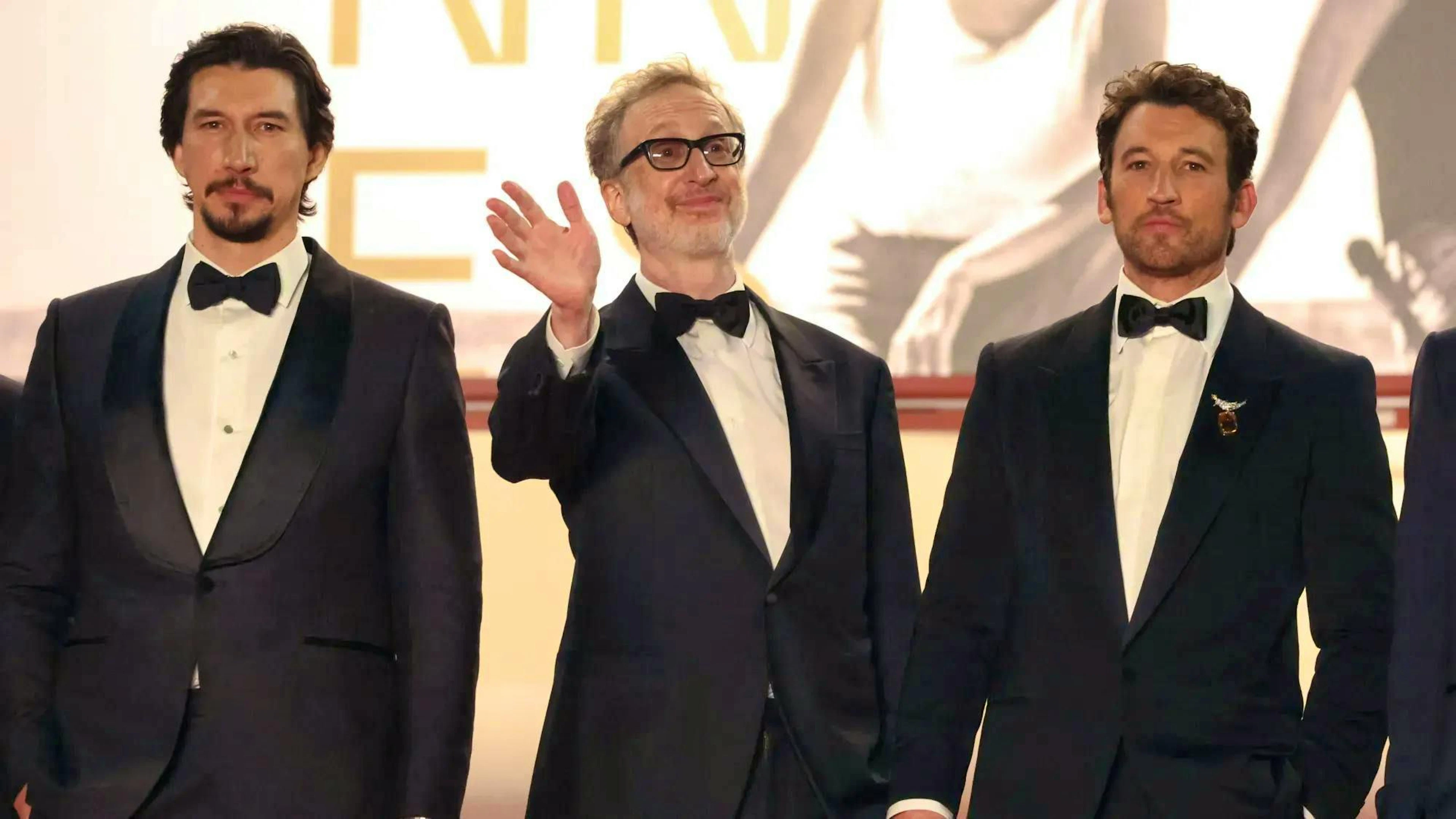 Adam Driver, director James Gray and Miles Teller at the world premiere in Cannes