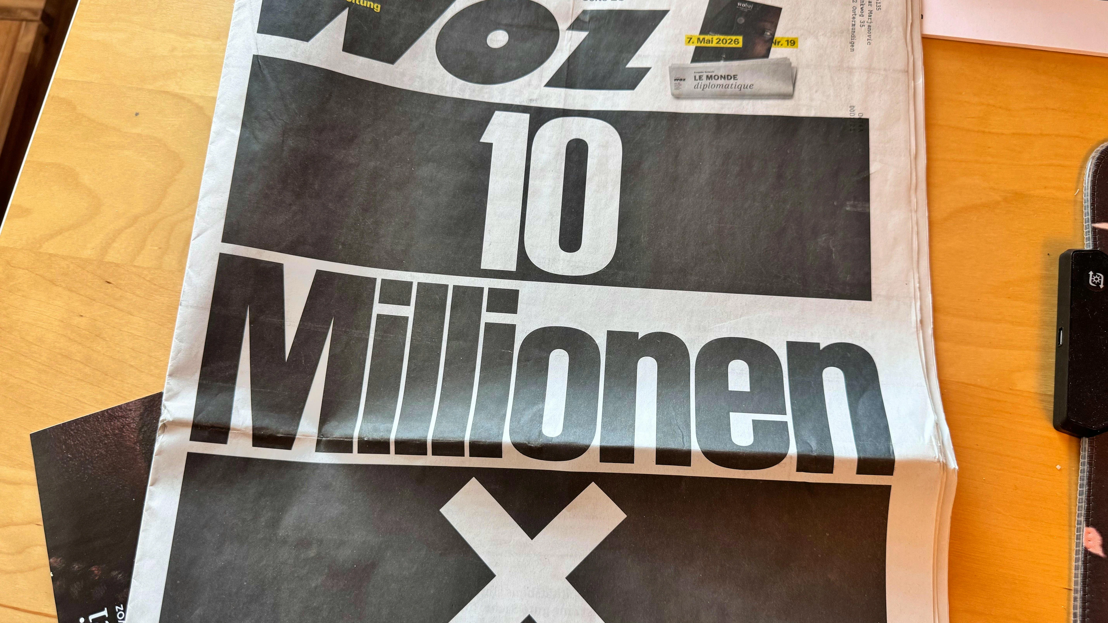 Mitte Mai warb die «Wochenzeitung» auf der Frontseite vor der Initiative.