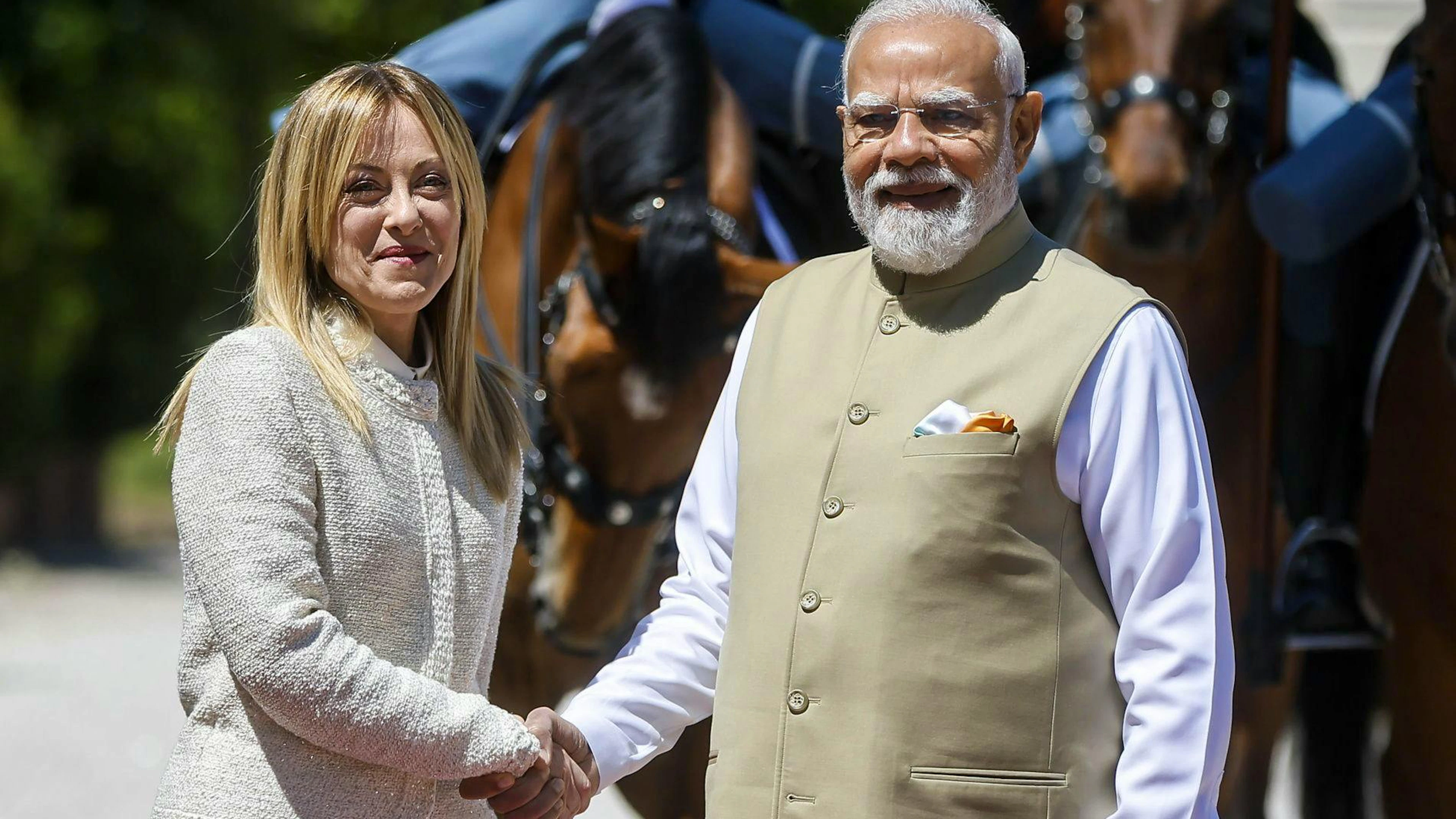 La premier italiana Giorgia Meloni e il premier indiano Narendra Modi.