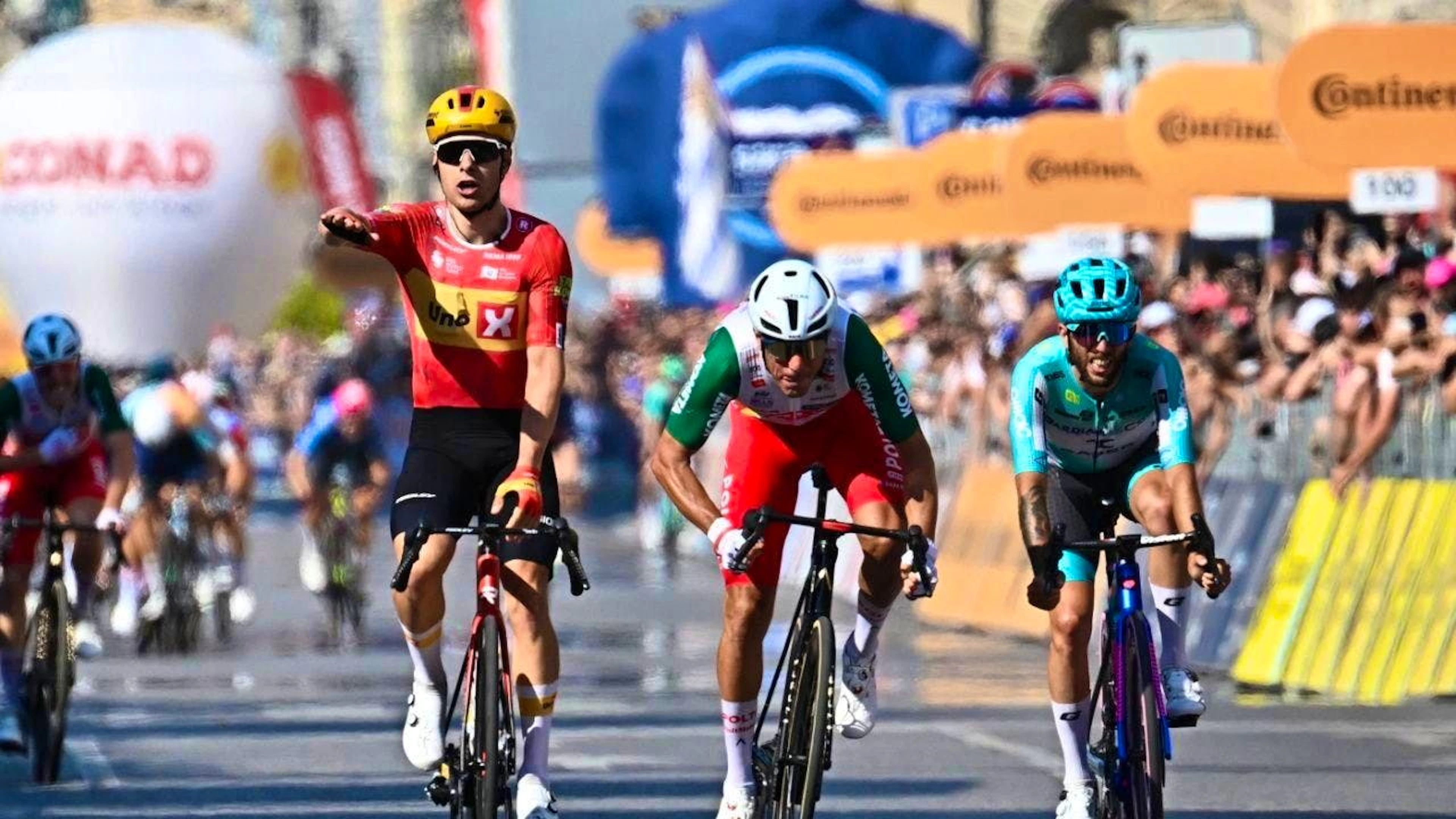 Norwegian Fredrik Dversnes from the Uno-X Mobility team wins the 15th stage as a breakaway rider