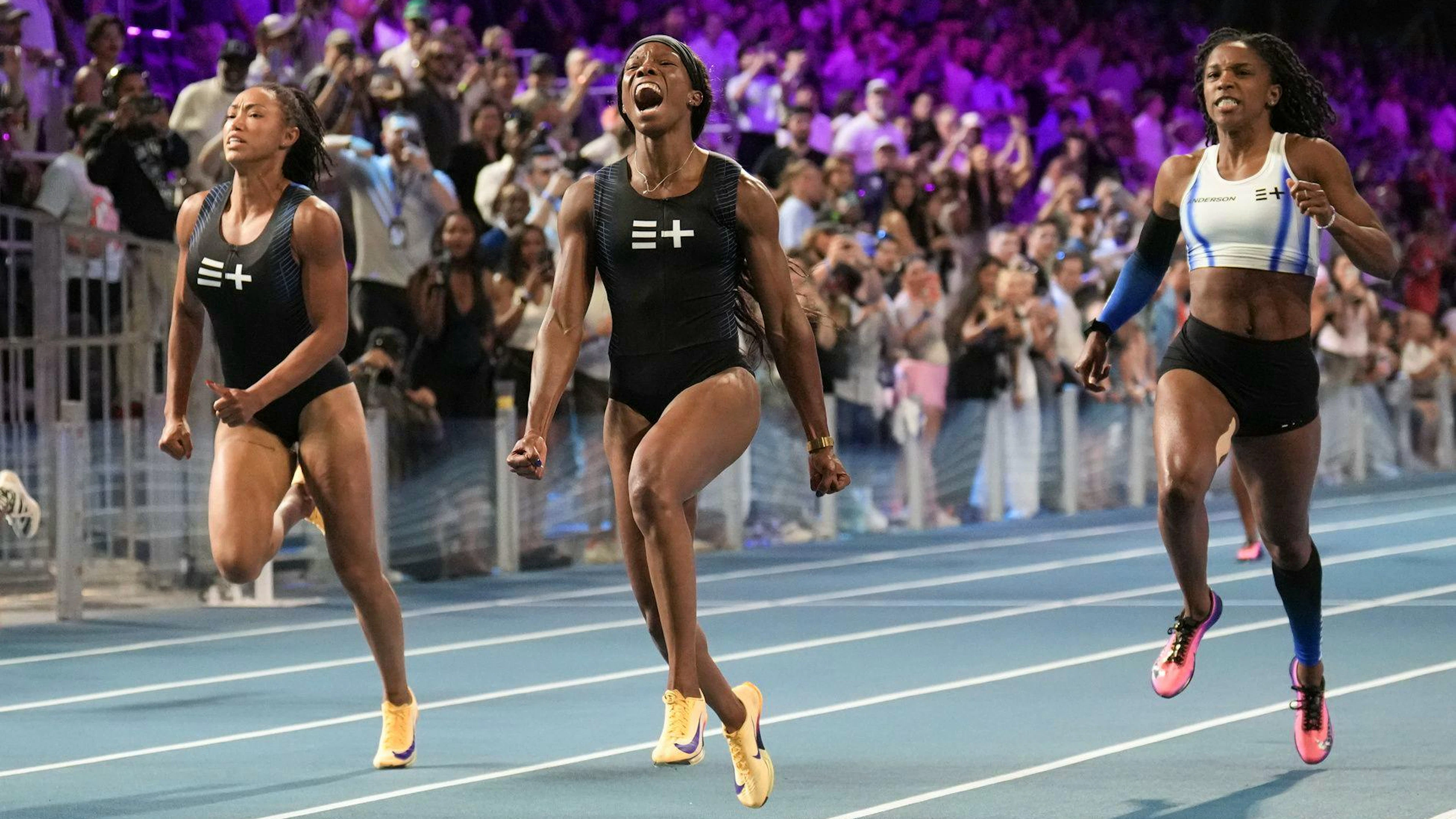 Tristan Evelyn, delle Barbados vince i 100 metri, ma rimane lontana dal record del mondo.