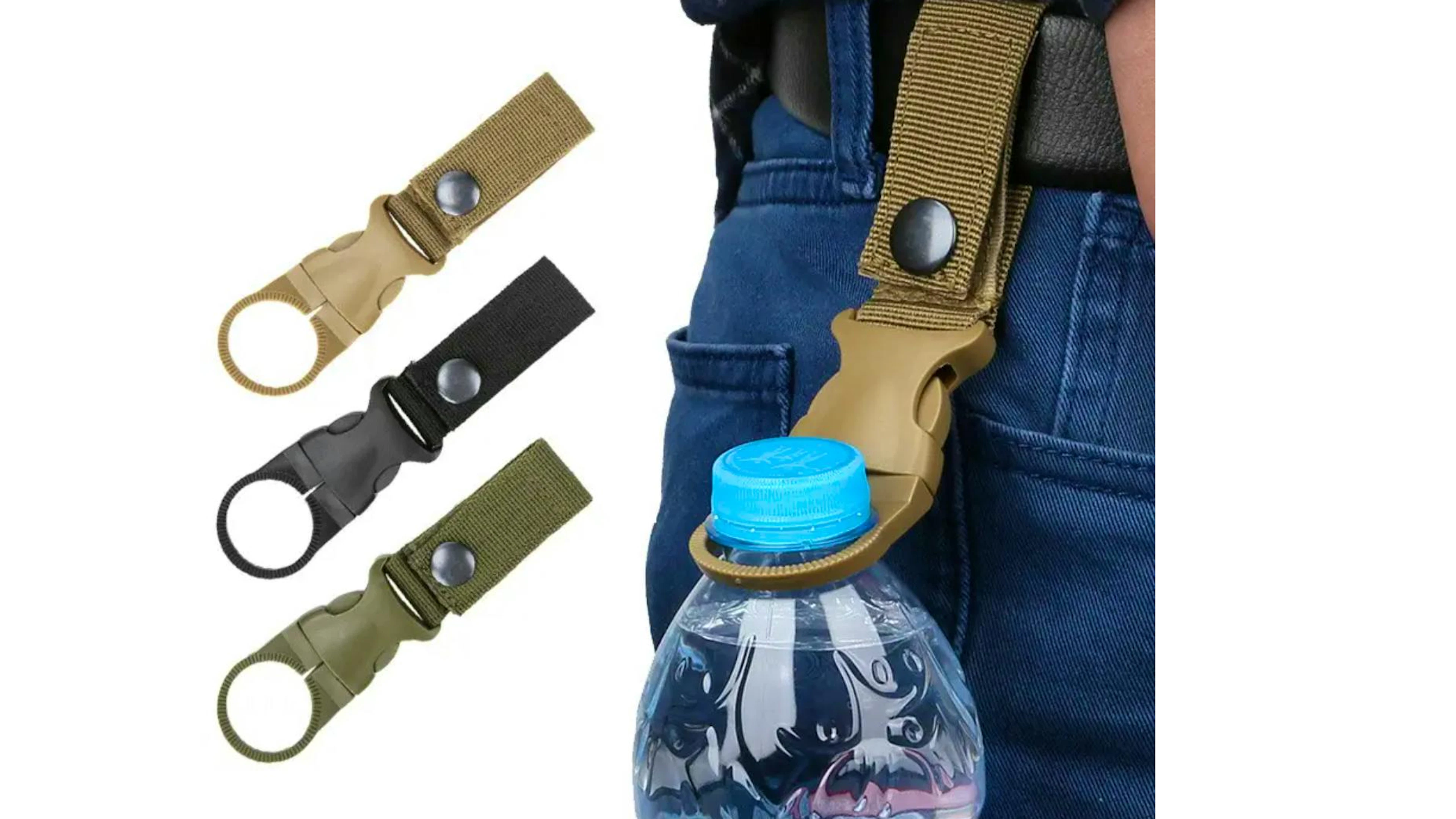 Der mobile Flaschenhalter kann ganz einfach an den Gürtel geknipst werden.