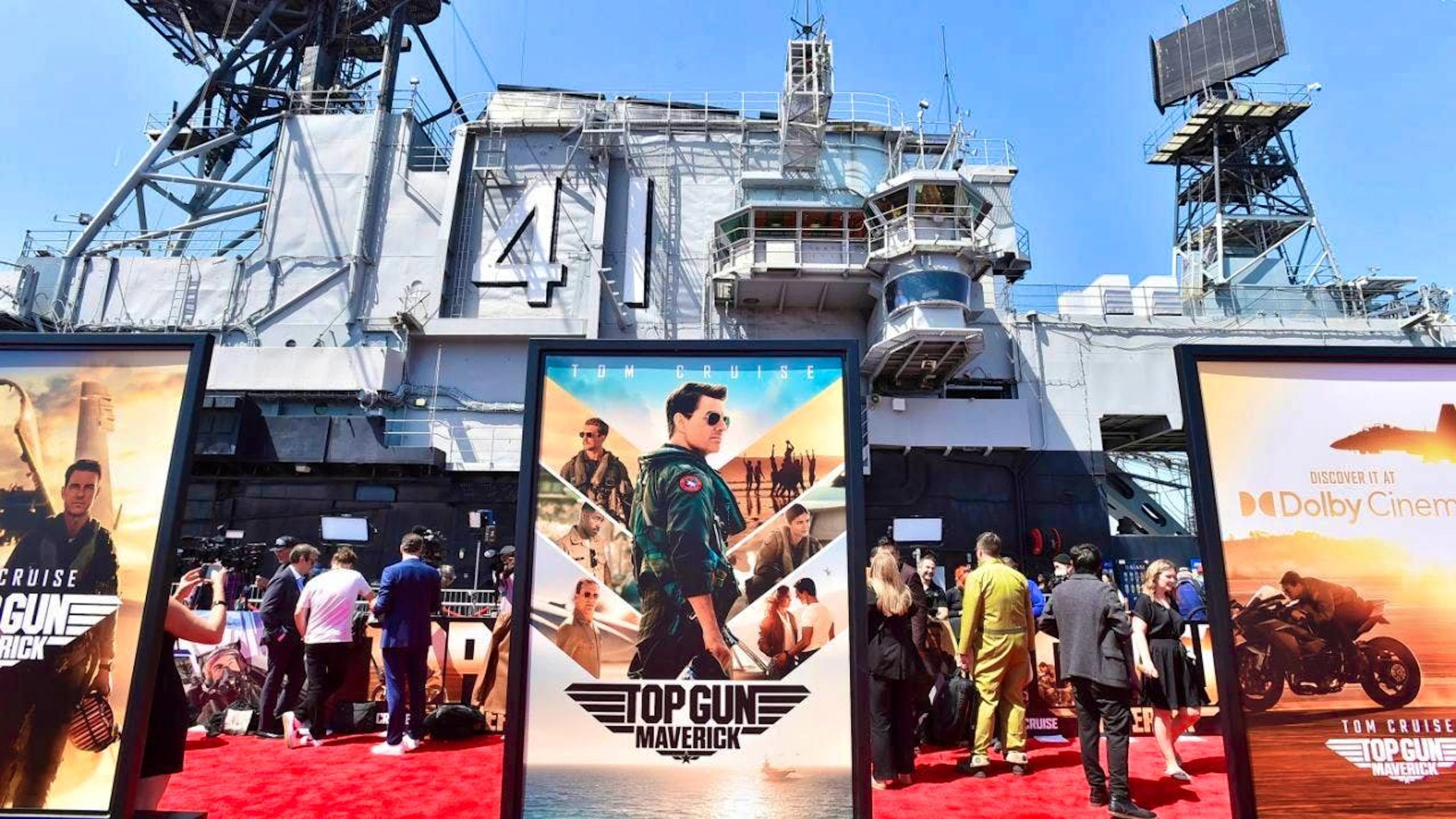 ARCHIVE - A view of the red carpet at the world premiere of "Top Gun: Maverick" on the USS Midway in San Diego. Photo: Jordan Strauss/Invision via AP/dpa