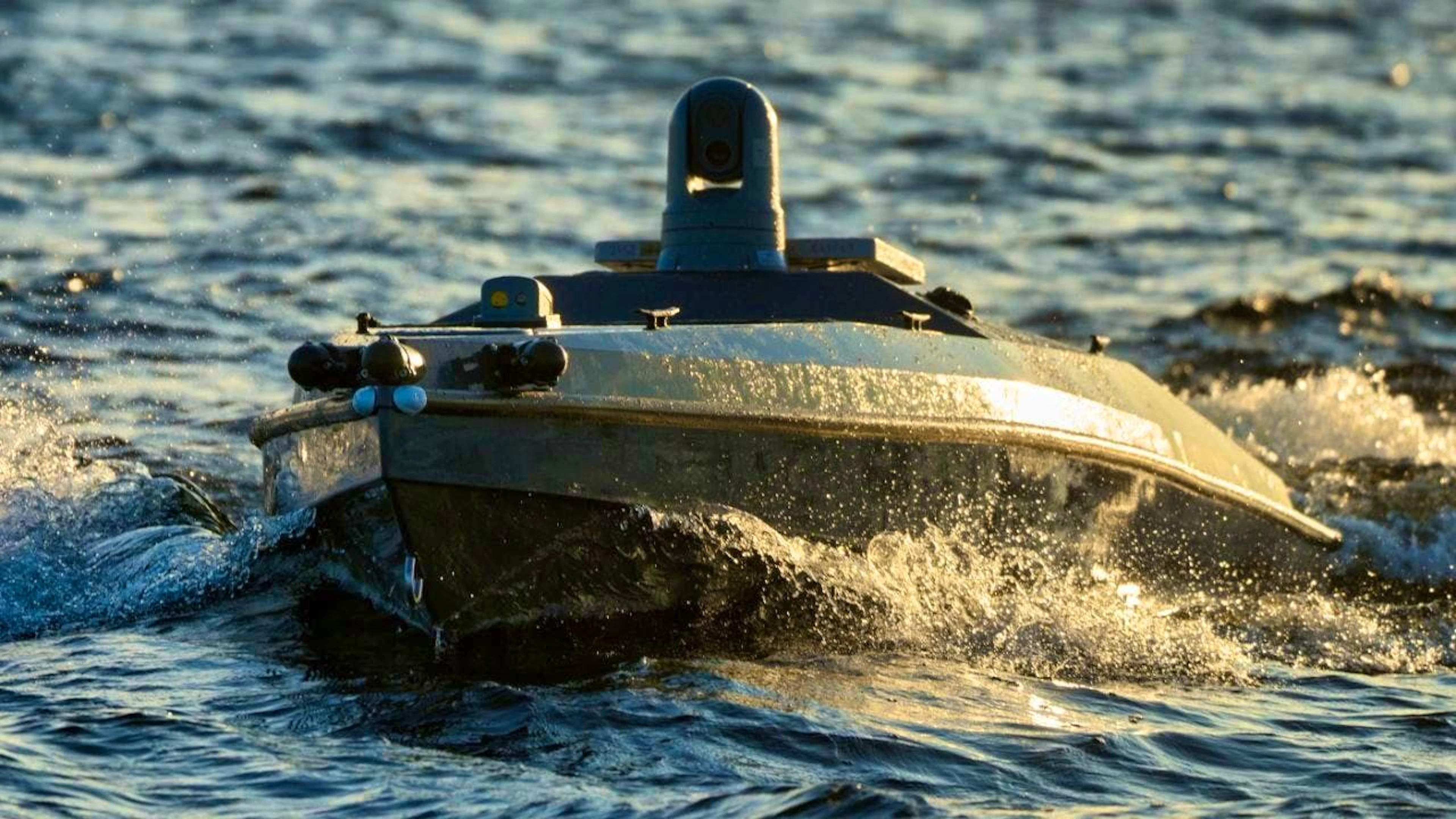 ARCHIVE - A Magura V5 naval drone of the Ukrainian Defense Intelligence Service floats at an undisclosed location in Ukraine. Photo: Efrem Lukatsky/AP/dpa