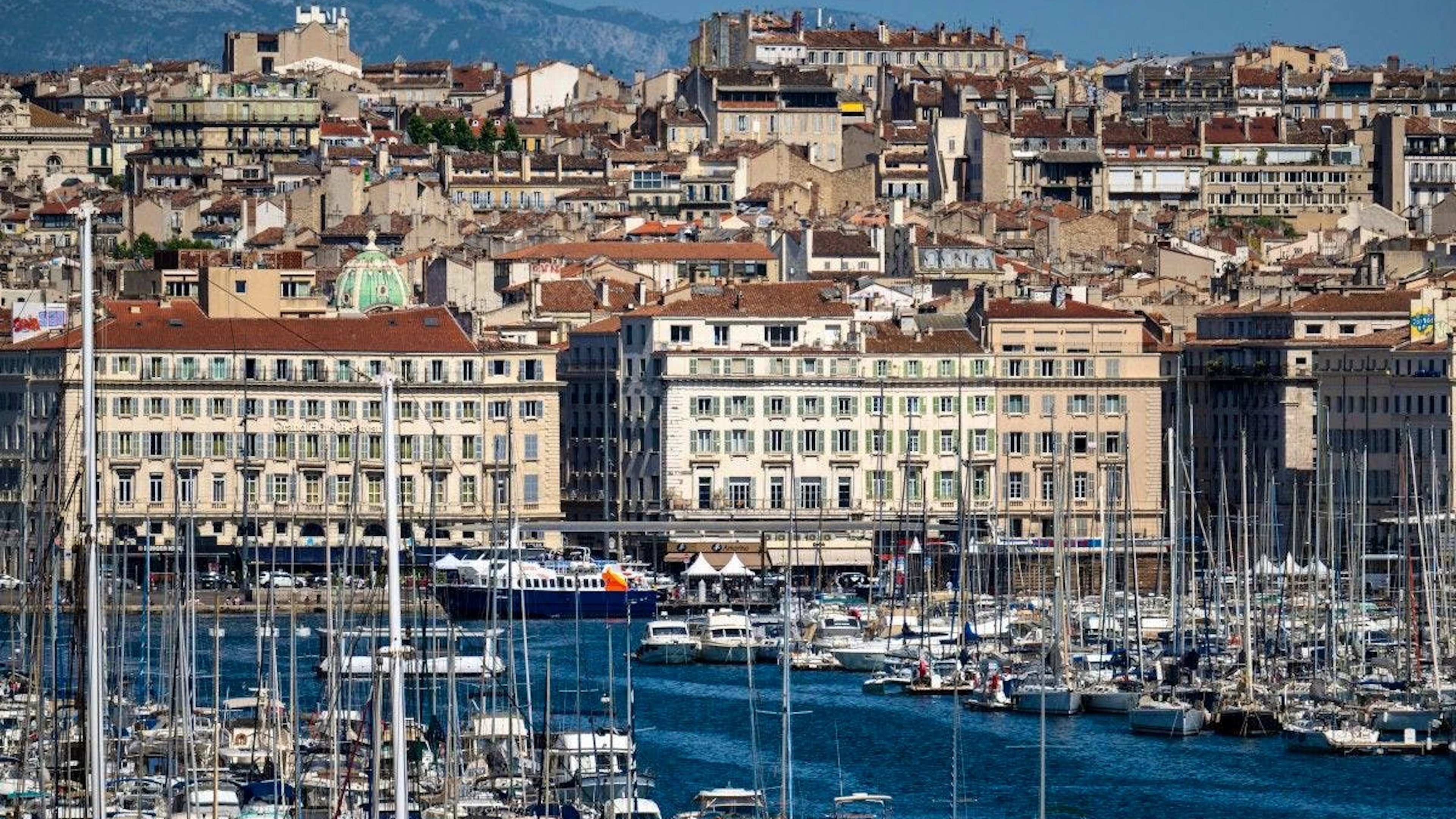 This photograph shows boats moored at the Vieux Port (Old Harbour) of Marseille, southern France on June 1, 2026. (Photo by MIGUEL MEDINA / AFP)