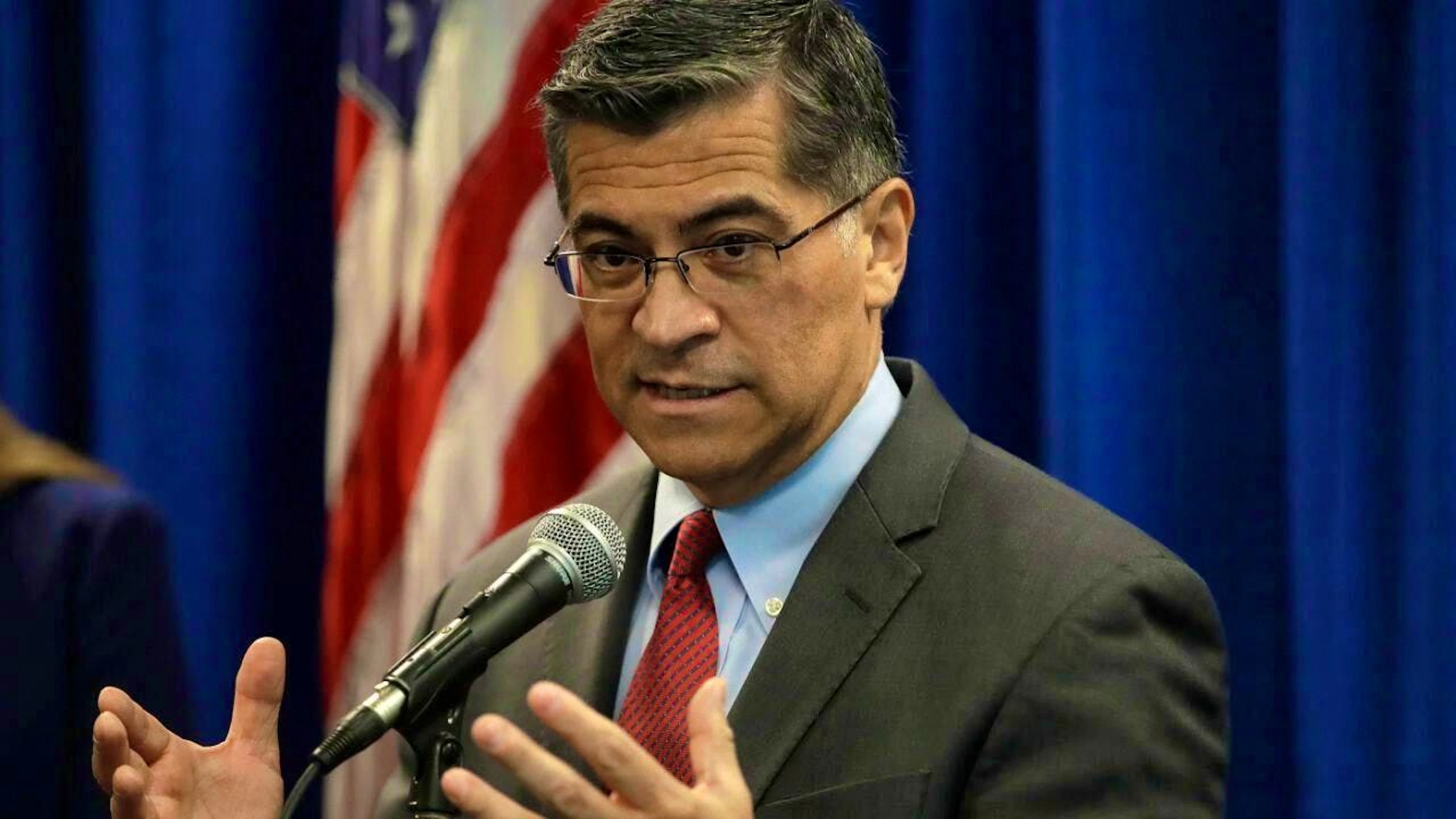 ARCHIVE - Xavier Becerra, then Attorney General and Attorney General of California, speaks at a press conference. Photo: Ben Margot/AP/dpa