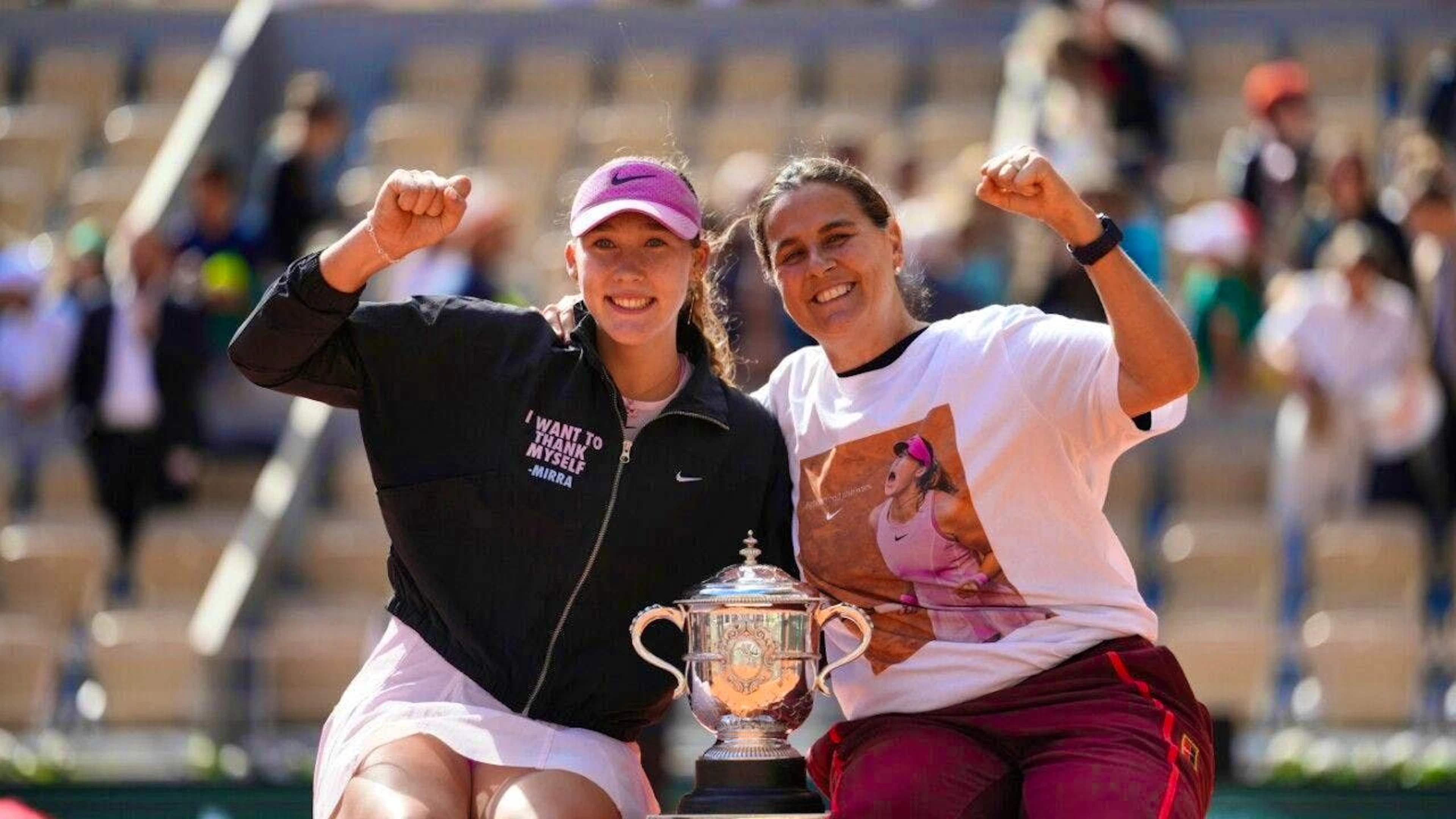 A perfect duo: French Open winner Mirra Andreyeva (left) with her coach Conchita Martinez