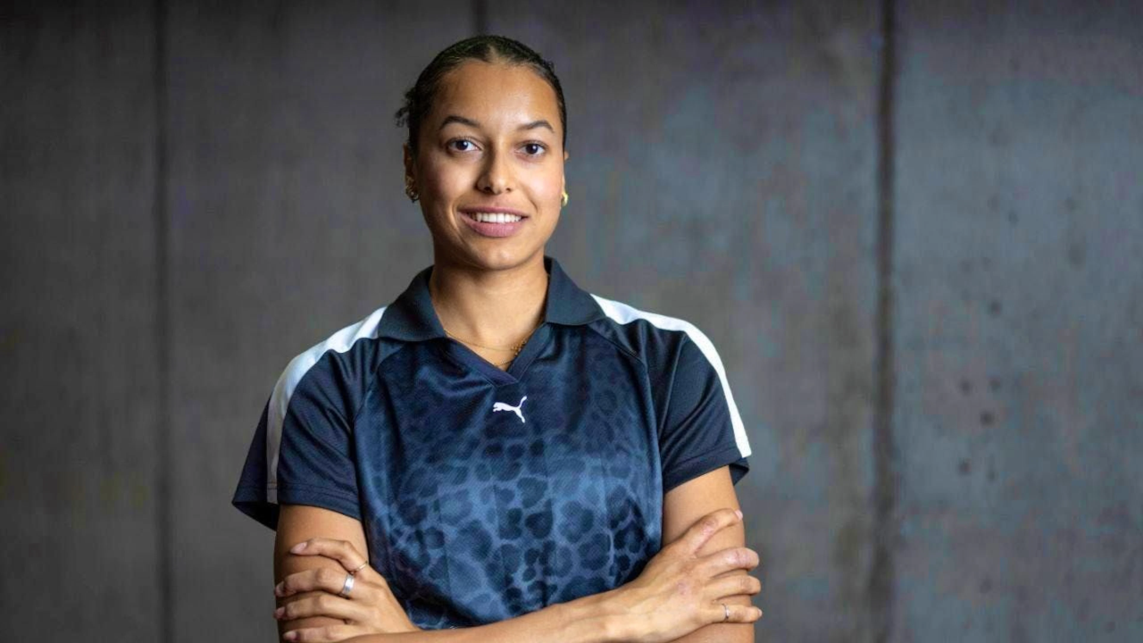 Audrey Werro smiles for the camera at a media event in Bern at the start of the season