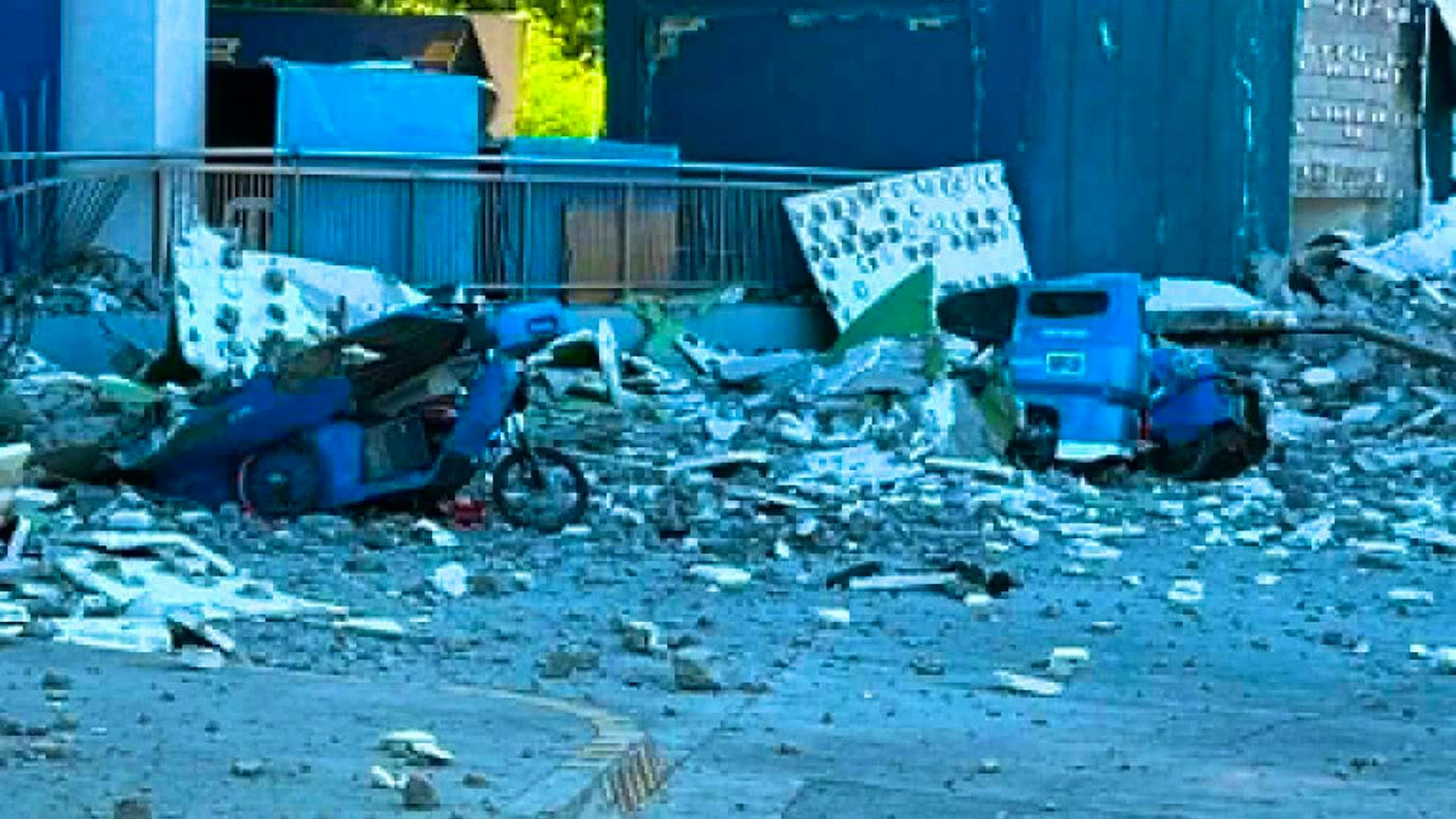 Debris falling from a building severely damaged vehicles in Mindanao. (June 8, 2026)