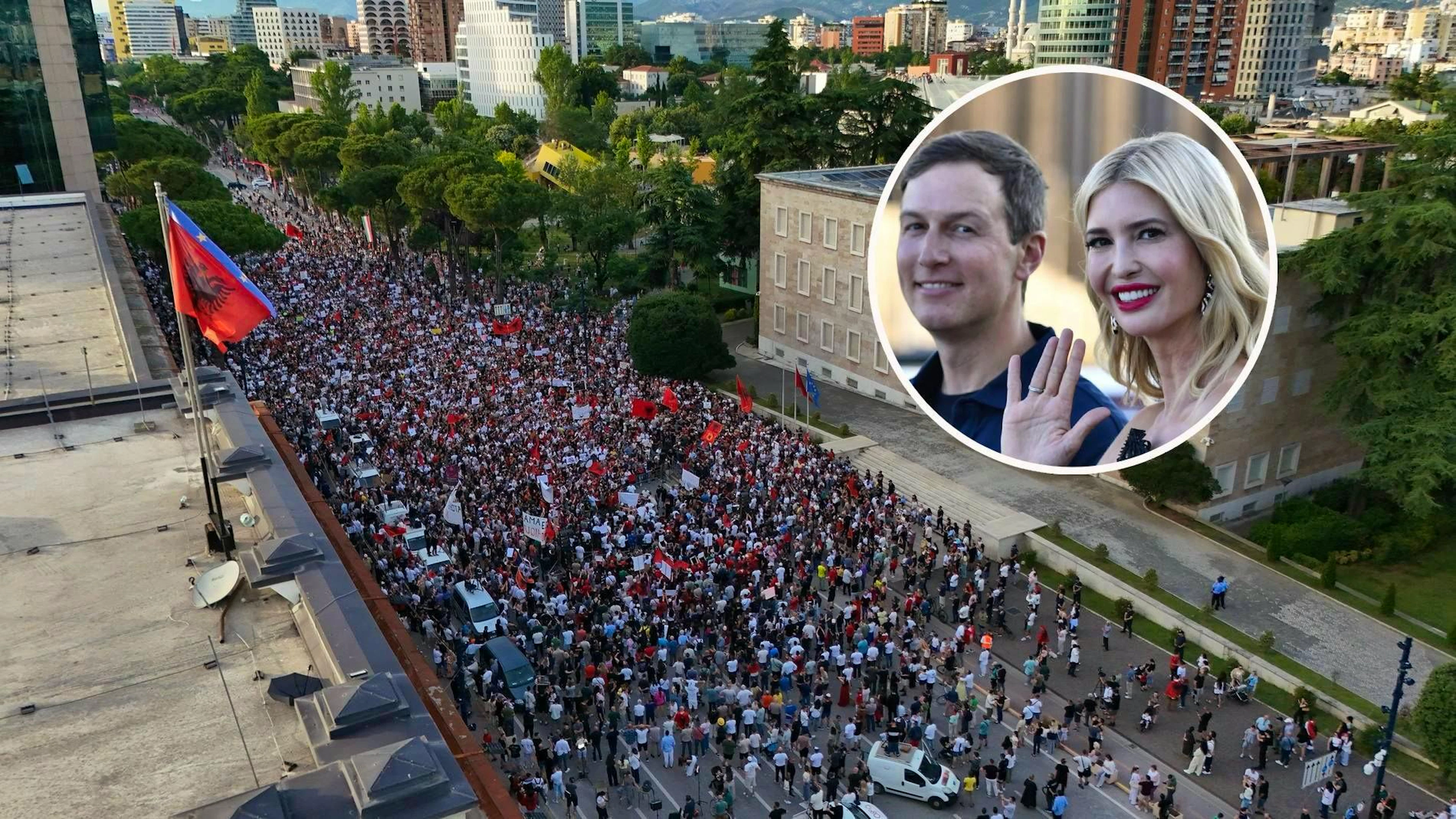 Protest in Tirana am 6. Juni: Zehntausende gehen wegen eines milliardenschweren Bauprojekts auf die Strasse.